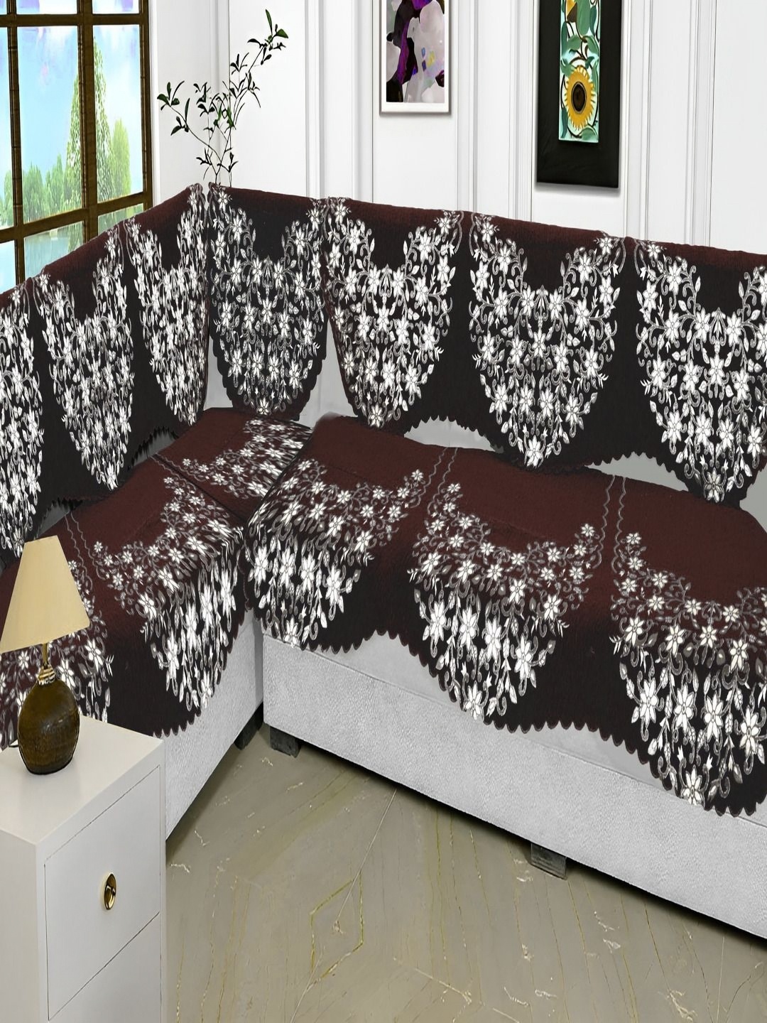 Fashion Throw Coffee Brown 6 Pieces Floral Printed Jacquard Sofa Covers Without Arms
Fashion Throw Coffee Brown 6 Pieces Floral Printed Jacquard Sofa Covers Without Arms