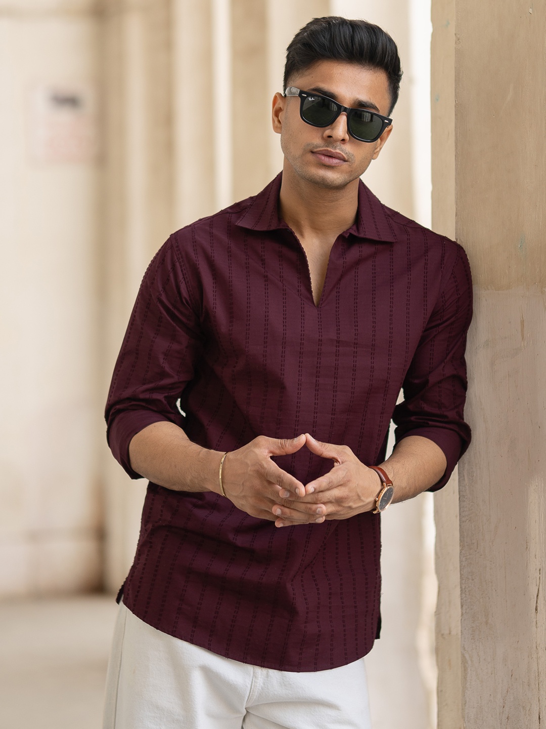 Powerlook Men Regular Fit Spread Collar Vertical Striped Cotton Casual Shirt, Burgundy
Powerlook Men Regular Fit Spread Collar Vertical Striped Cotton Casual Shirt, Burgundy