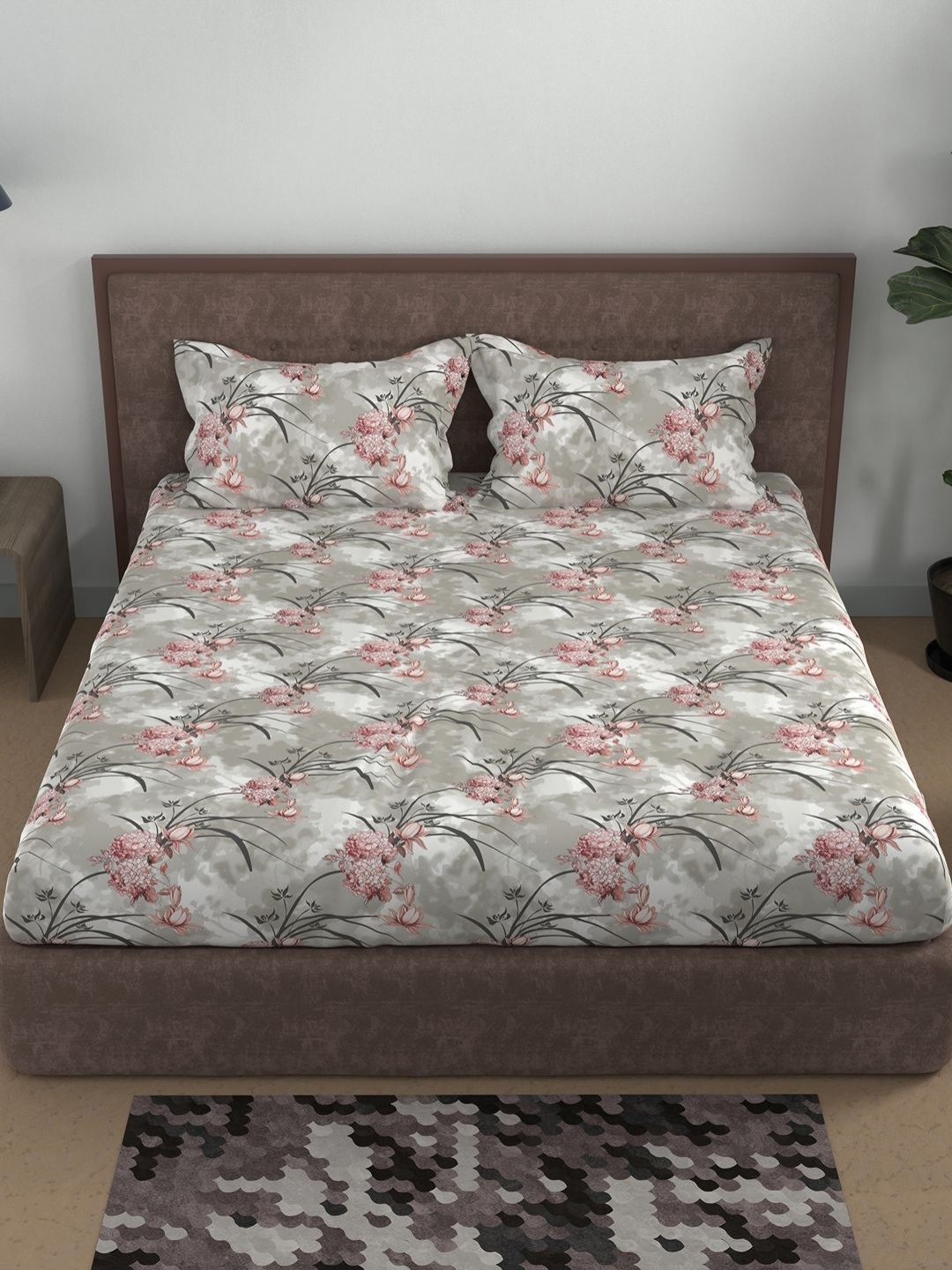 BELLA CASA Grey & White Floral Printed Cotton 180 TC Queen Bedsheet Set 2.43 m X 2.23 m
BELLA CASA Grey & White Floral Printed Cotton 180 TC Queen Bedsheet Set 2.43 m X 2.23 m