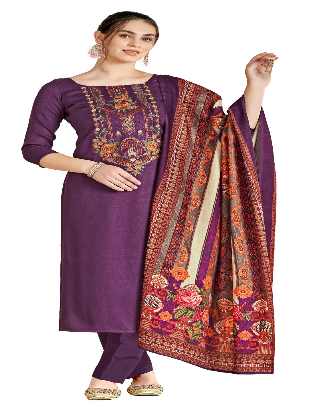 DRAVINAM Trends Floral Embroidered Thread Work Pashmina Unstitched Dress Material, Purple
DRAVINAM Trends Floral Embroidered Thread Work Pashmina Unstitched Dress Material, Purple
