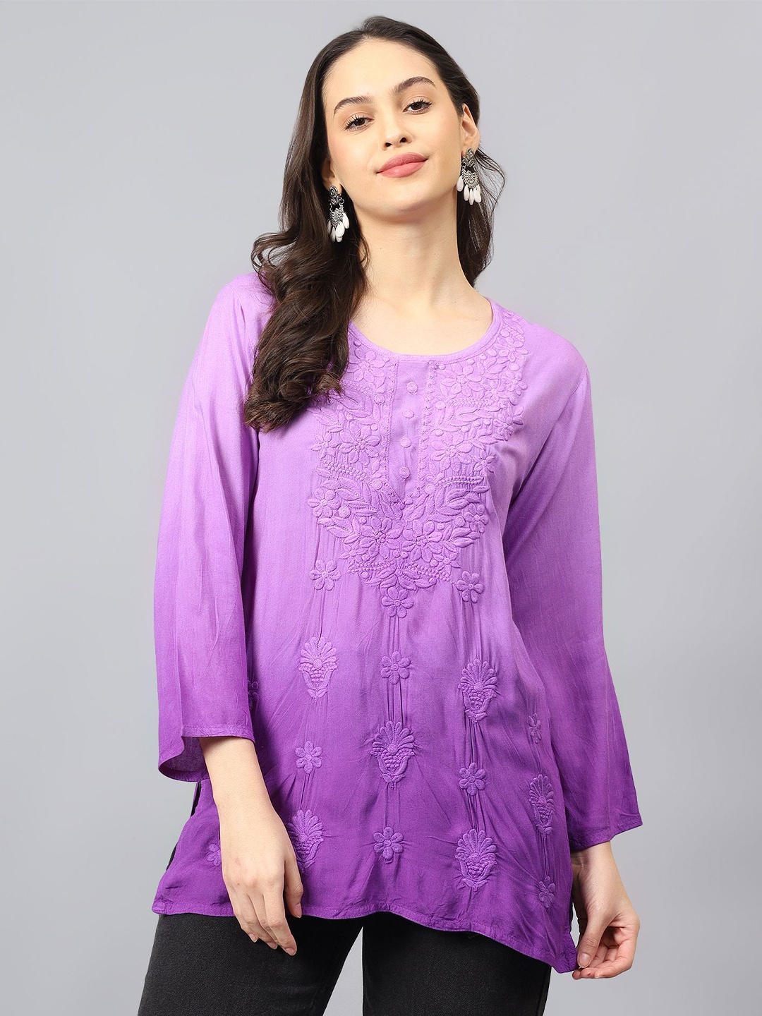 NAZAQAT ETHNIC INDIA Ethnic Motifs Embroidered Thread Work Thread Work Kurti, Purple
NAZAQAT ETHNIC INDIA Ethnic Motifs Embroidered Thread Work Thread Work Kurti, Purple