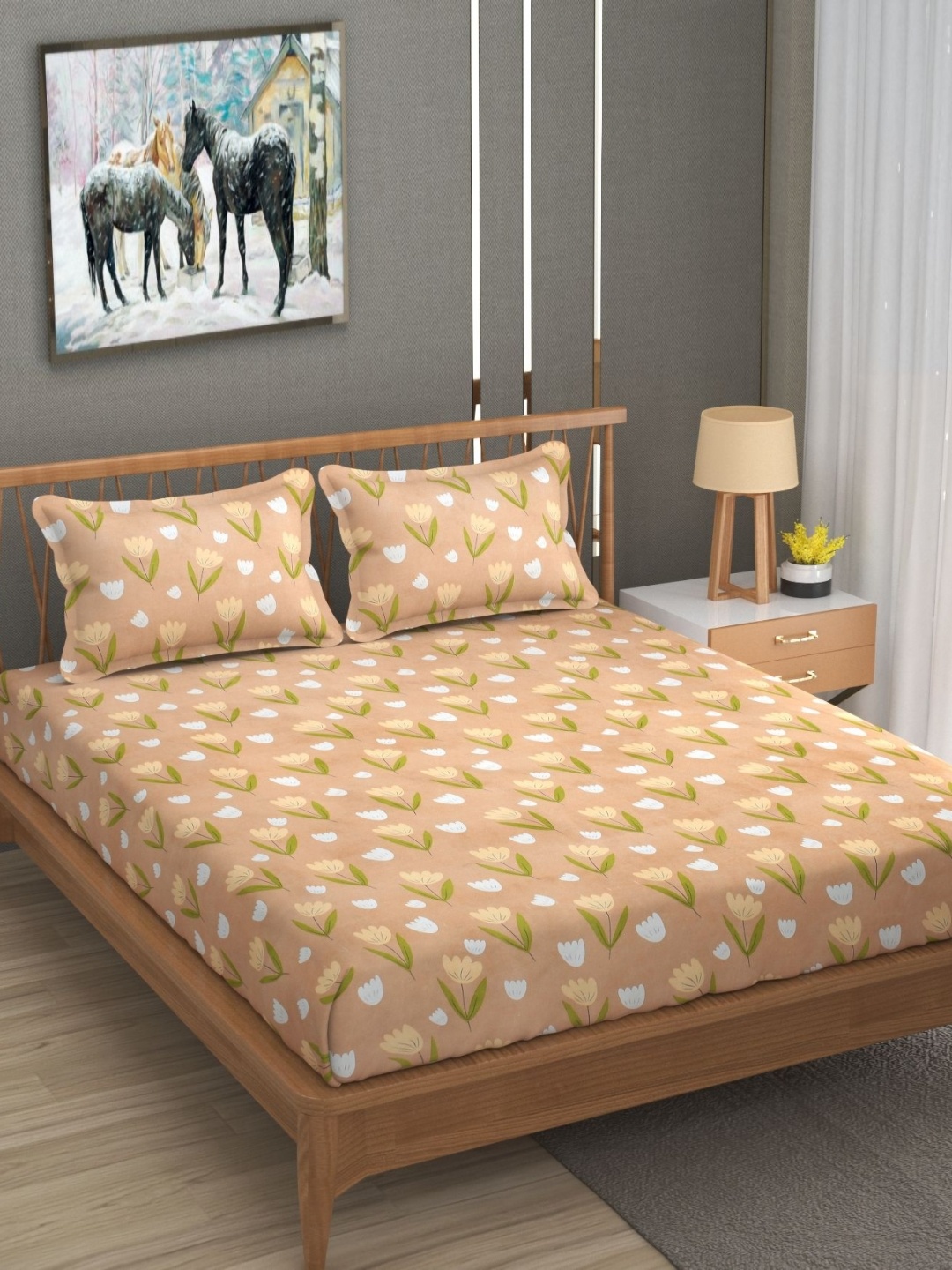 AJISH Peach Floral 180 TC Single Bedsheet with 1 Pillow Covers Set 137.16 CM X 228.6 CM
AJISH Peach Floral 180 TC Single Bedsheet with 1 Pillow Covers Set 137.16 CM X 228.6 CM