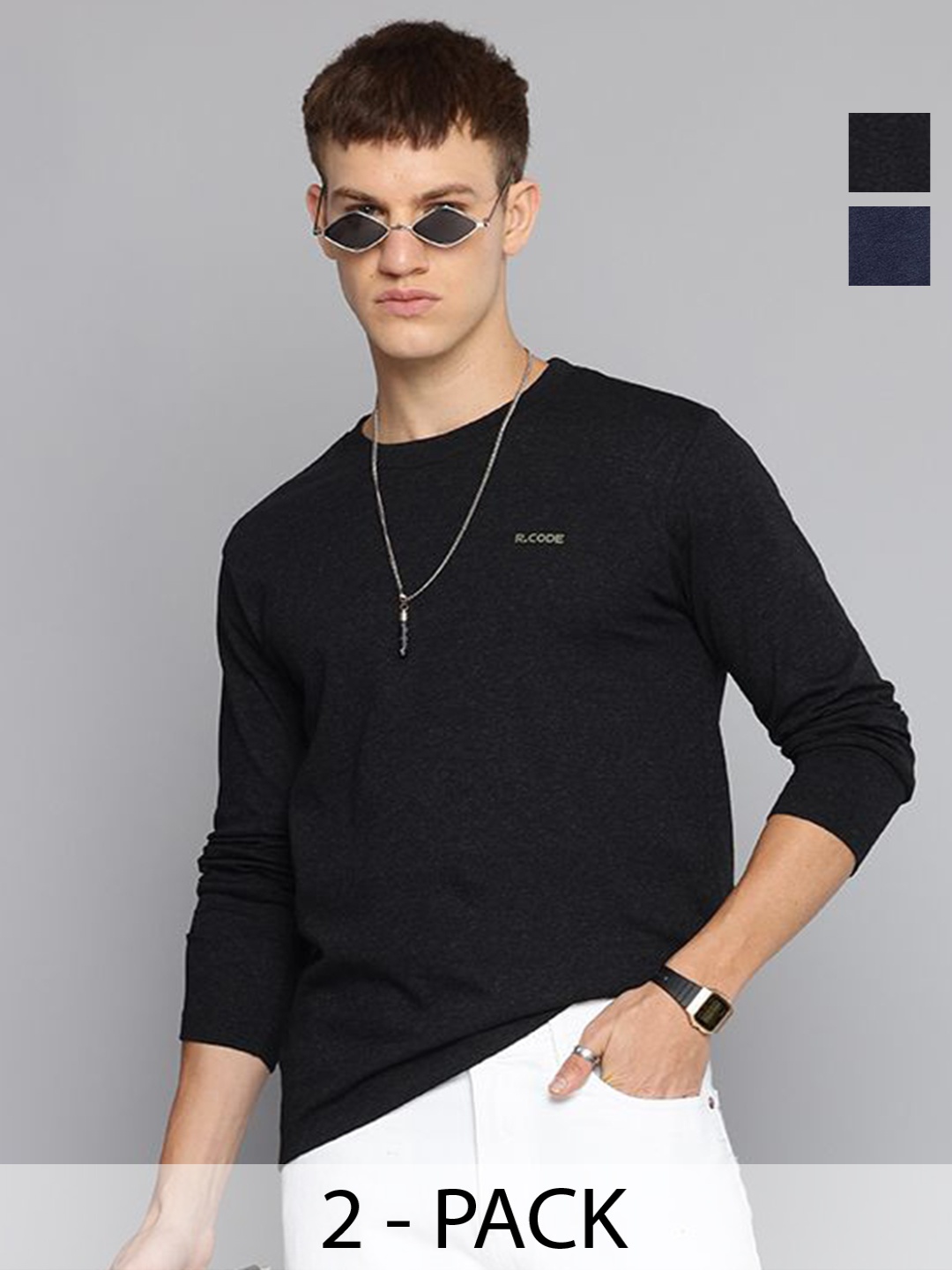 R.Code by The Roadster Lifestyle Co. Men Regular Fit Pack Of 2 Solid Cotton T-shirts, Black
R.Code by The Roadster Lifestyle Co. Men Regular Fit Pack Of 2 Solid Cotton T-shirts, Black