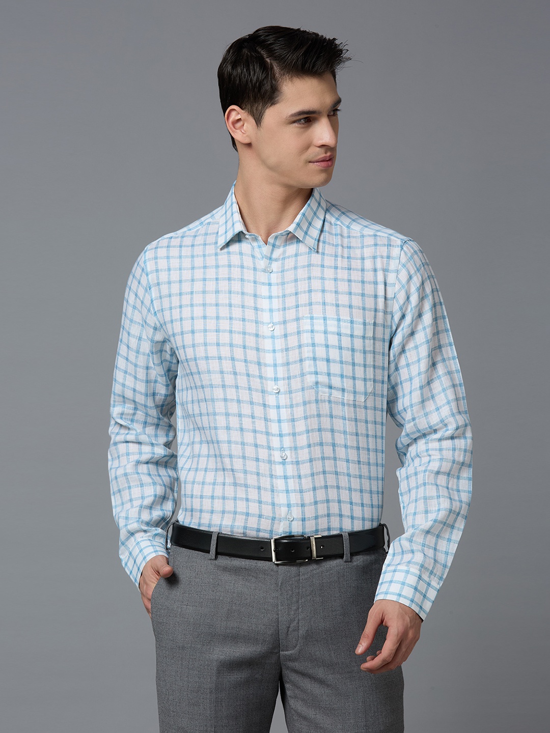 Reid & Taylor Men India Slim Fit Spread Collar Gingham Checked Linen Formal Shirt, White
Reid & Taylor Men India Slim Fit Spread Collar Gingham Checked Linen Formal Shirt, White