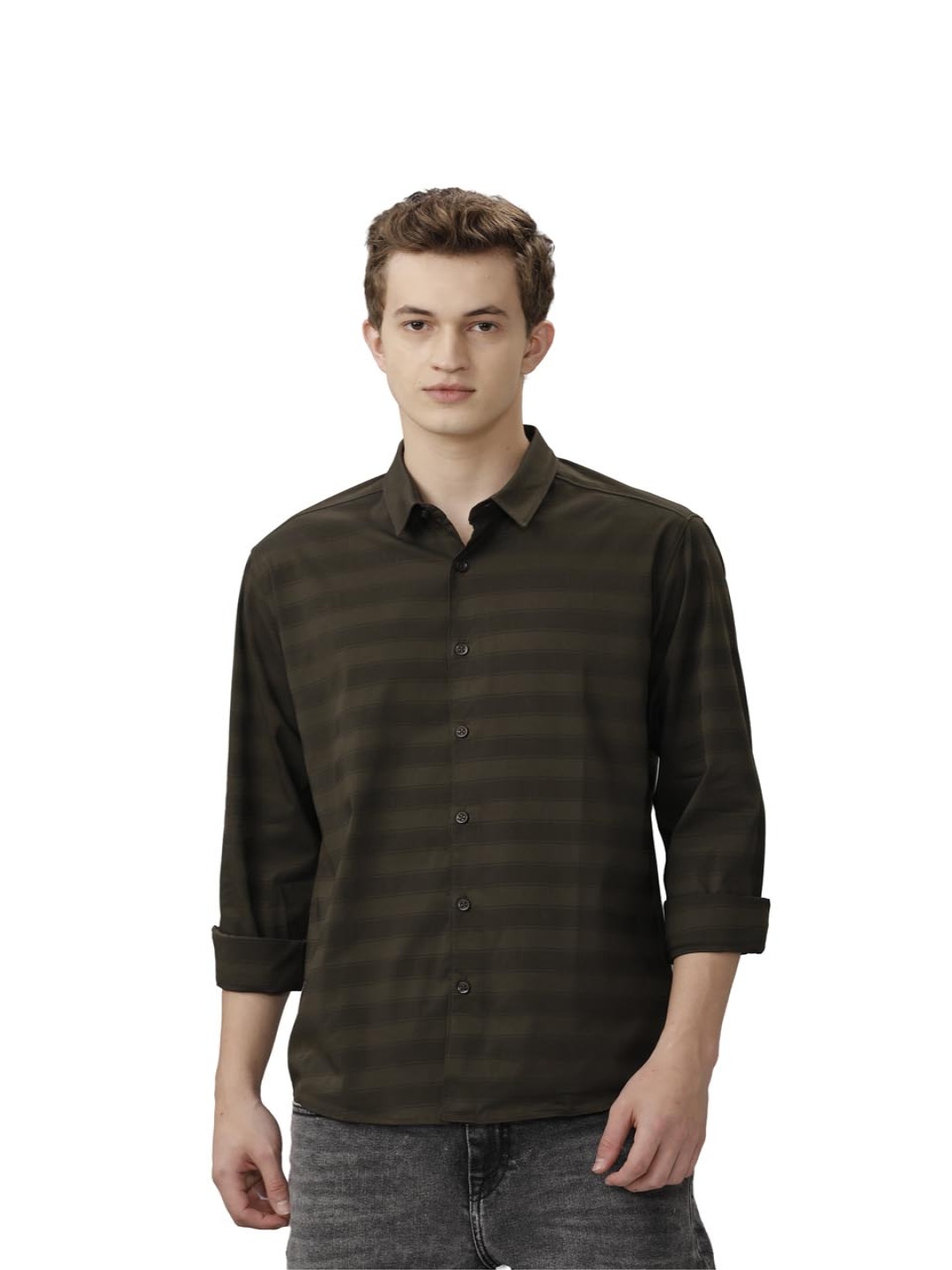 Voi Jeans Men Relaxed Fit Spread Collar Horizontal Striped Cotton Casual Shirt, Olive
Voi Jeans Men Relaxed Fit Spread Collar Horizontal Striped Cotton Casual Shirt, Olive