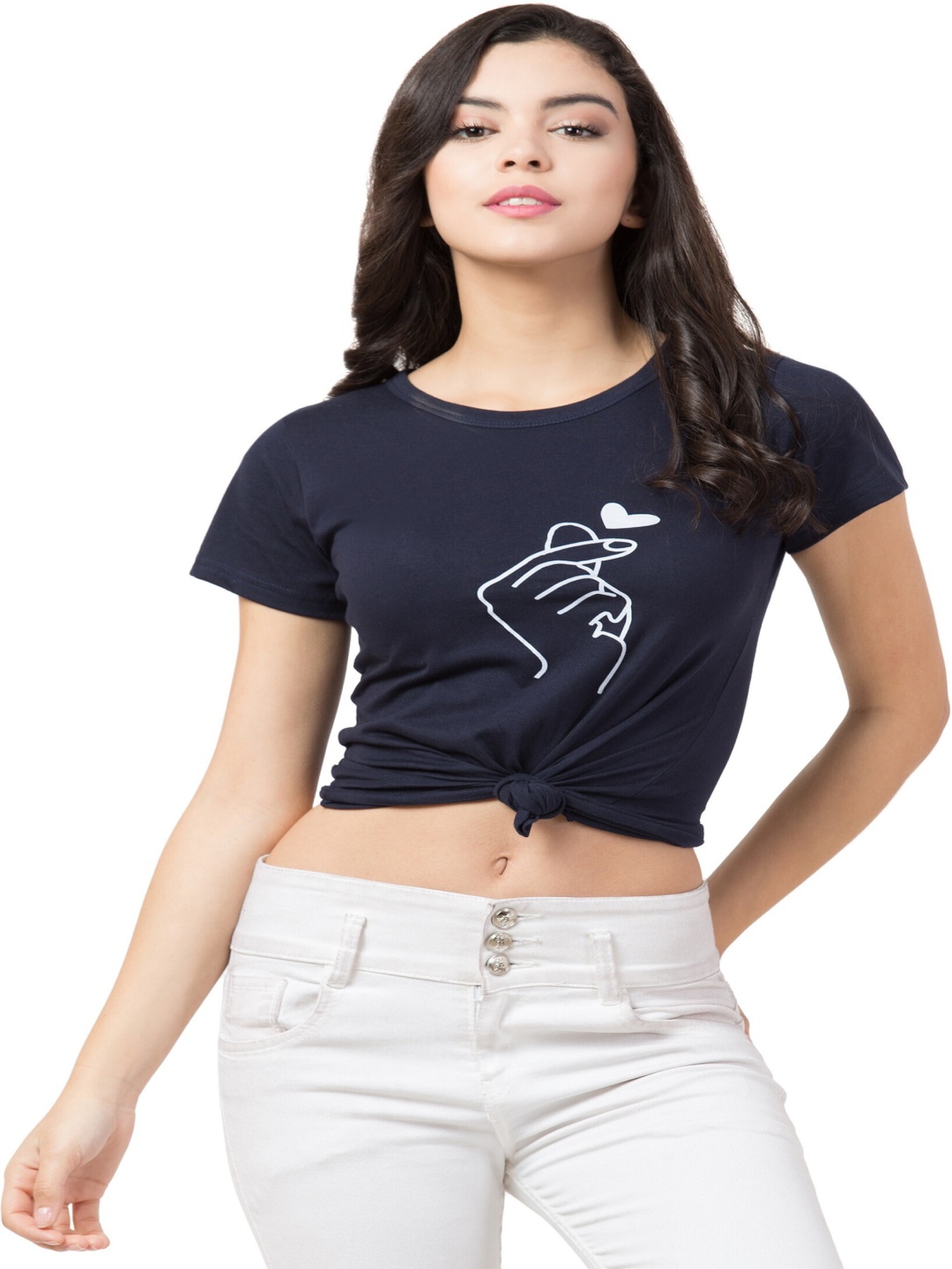 DEEPMAYRA COLLECTION Women Graphic Printed Round Neck Cotton Slim Fit T-shirt, Navy blue
DEEPMAYRA COLLECTION Women Graphic Printed Round Neck Cotton Slim Fit T-shirt, Navy blue