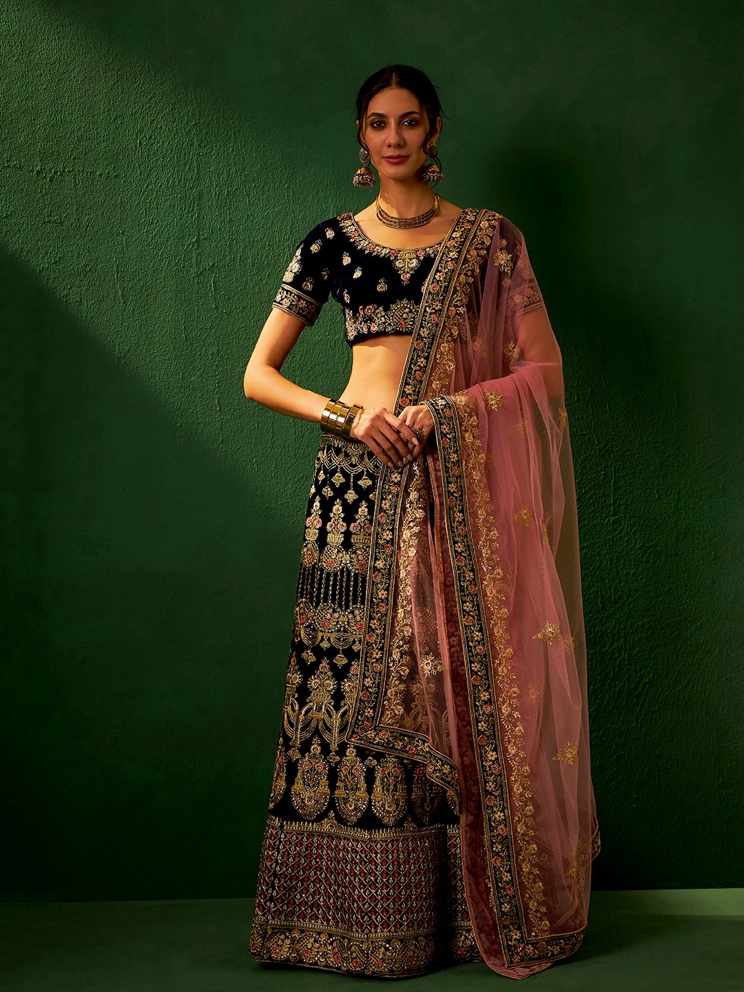 DEVATITHI Embroidered Thread Work Velvet Semi-Stitched Lehenga & Blouse With Dupatta, Blue
DEVATITHI Embroidered Thread Work Velvet Semi-Stitched Lehenga & Blouse With Dupatta, Blue