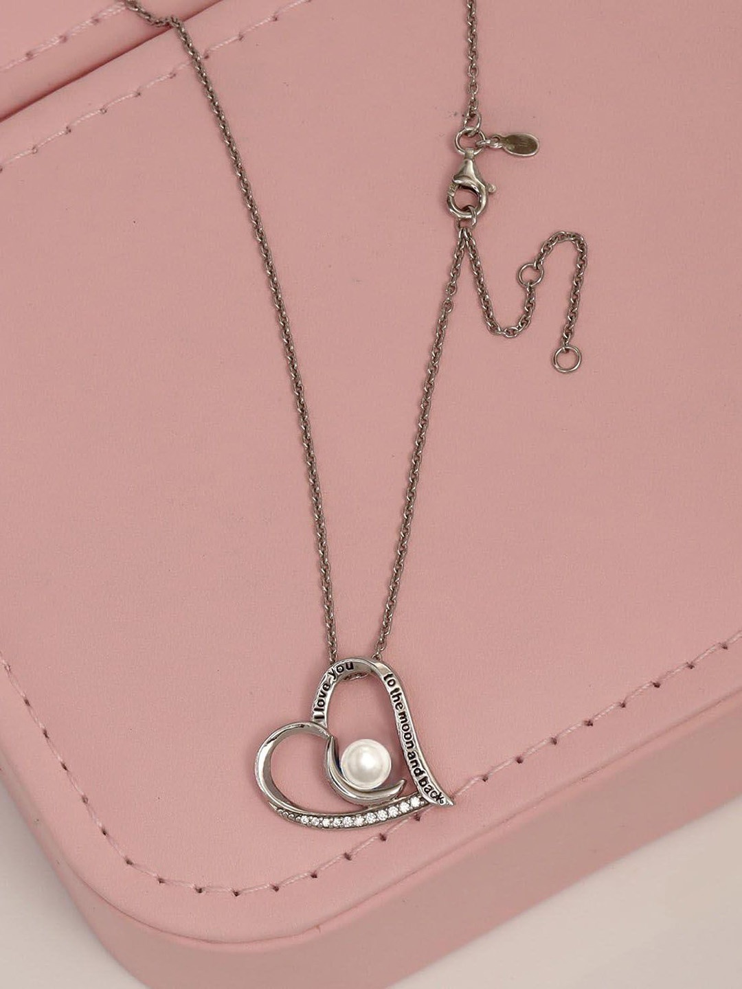 LeCalla 925 Sterling Silver Silver-Plated Pearls Beaded Heart Shaped Pendant & Chain
LeCalla 925 Sterling Silver Silver-Plated Pearls Beaded Heart Shaped Pendant & Chain