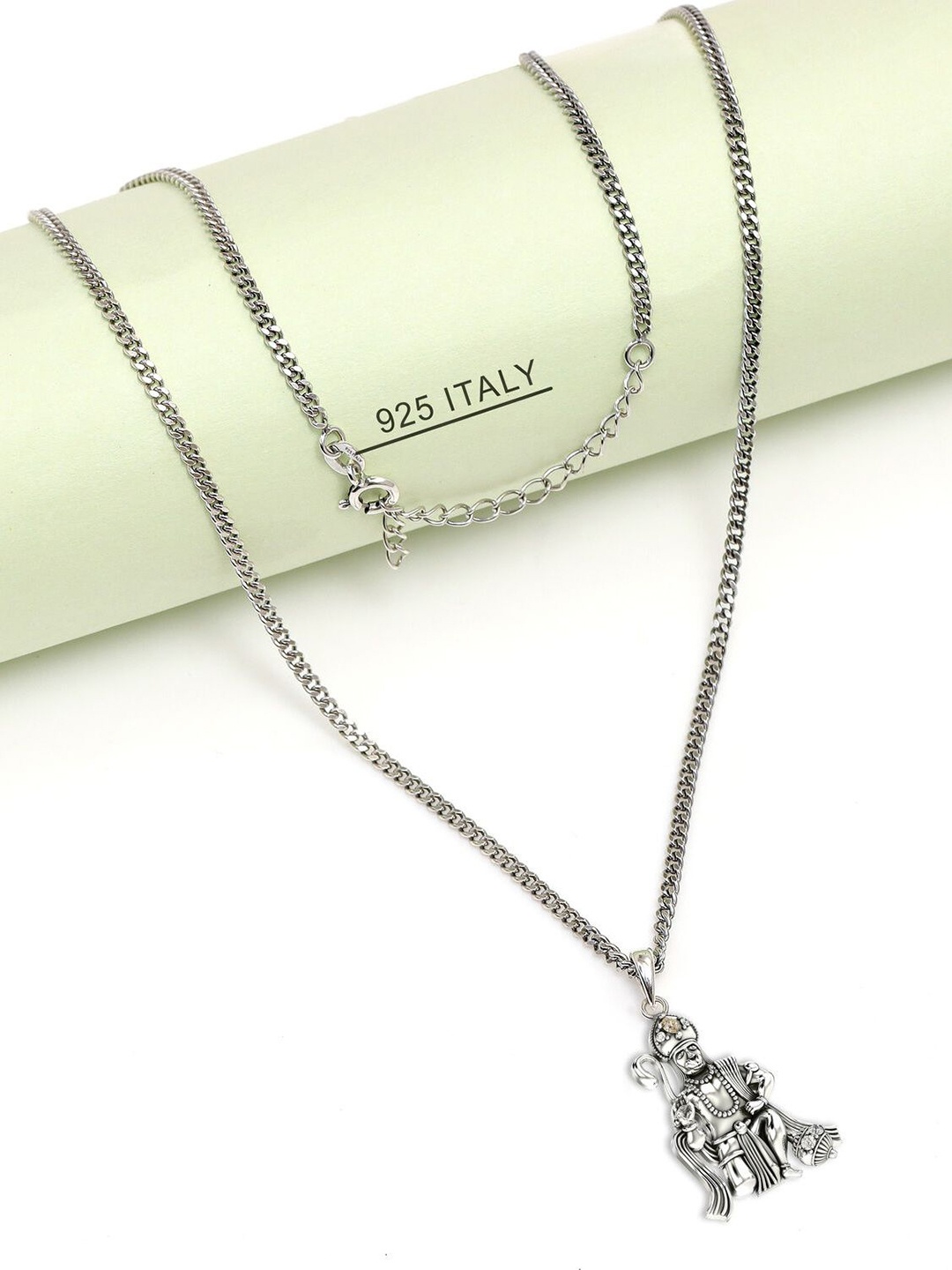 LeCalla Men 925 Sterling Silver Rhodium-Plated CZ Studed Lord Hanuman Pendant With Chain
LeCalla Men 925 Sterling Silver Rhodium-Plated CZ Studed Lord Hanuman Pendant With Chain