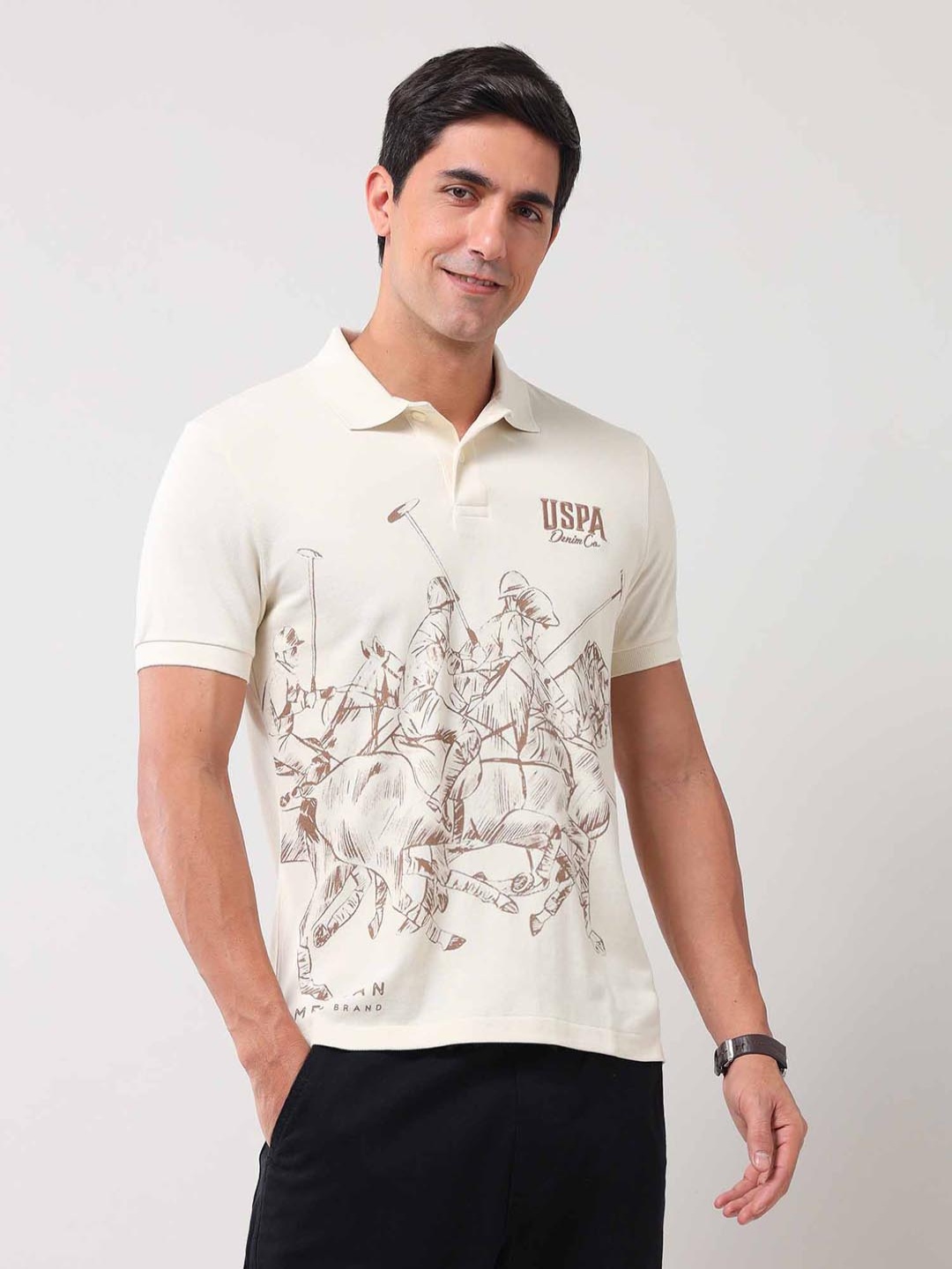 U.S. Polo Assn. Denim Co. Men Graphic Printed Polo Collar Cotton Slim Fit T-shirt, Beige
U.S. Polo Assn. Denim Co. Men Graphic Printed Polo Collar Cotton Slim Fit T-shirt, Beige