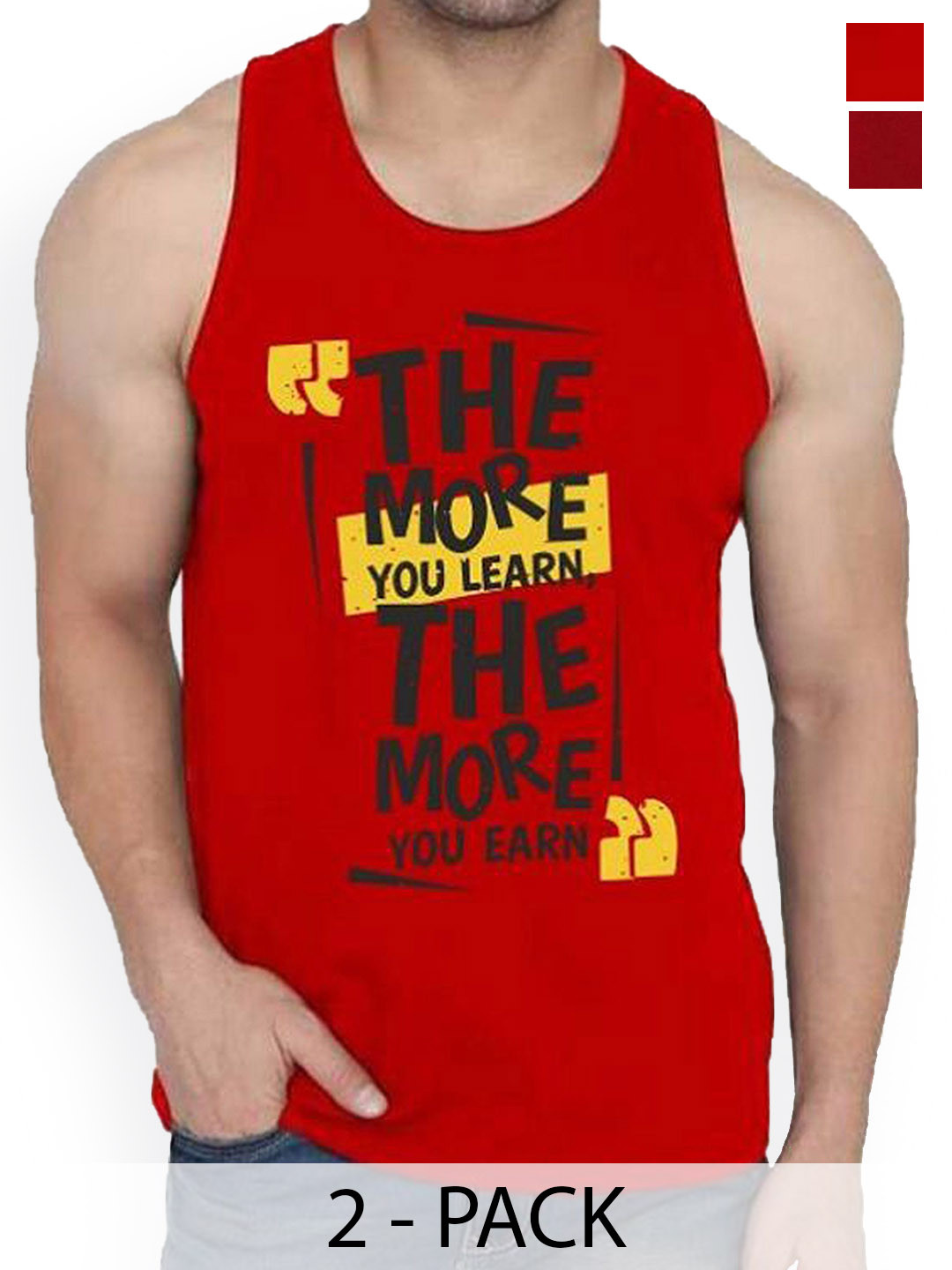 WOOSTRO 2-Pcs Printed Cotton Innerwear Vests RS26 CMB (MORE RED) (HARD MAROON) 
WOOSTRO 2-Pcs Printed Cotton Innerwear Vests RS26 CMB (MORE RED) (HARD MAROON)