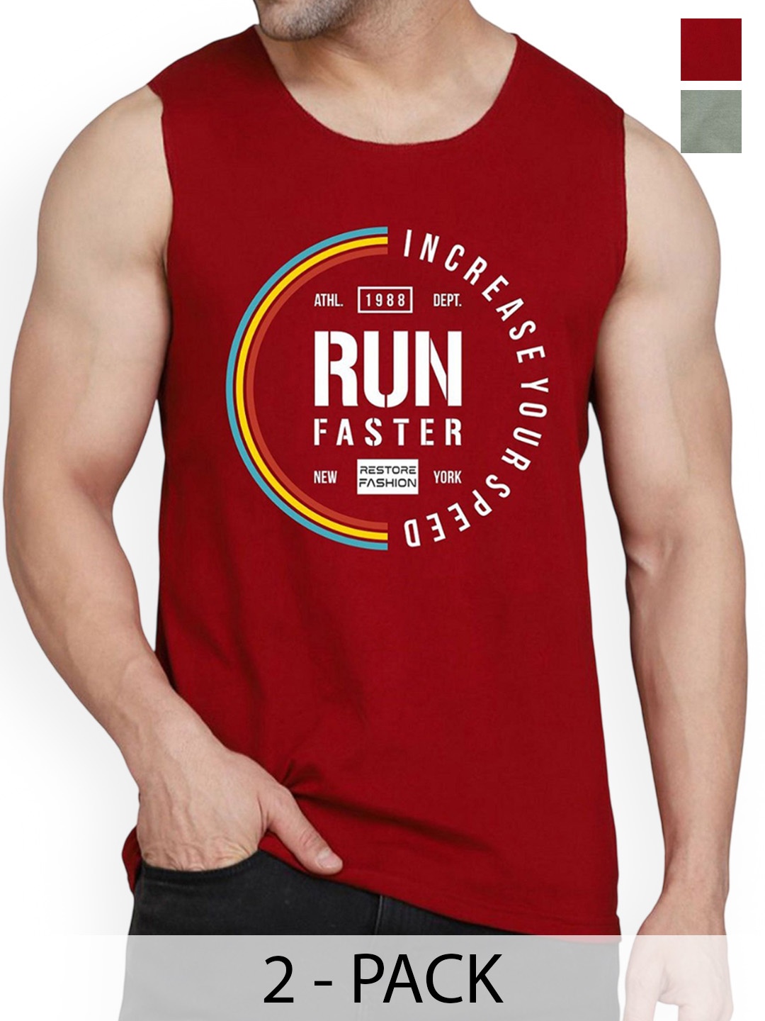 Woostro Pack Of 2 Printed Pure Combed Cotton Gym VestsRS26 CMB (RUN MAROON) (MORE LGTGREE
Woostro Pack Of 2 Printed Pure Combed Cotton Gym VestsRS26 CMB (RUN MAROON) (MORE LGTGREE
