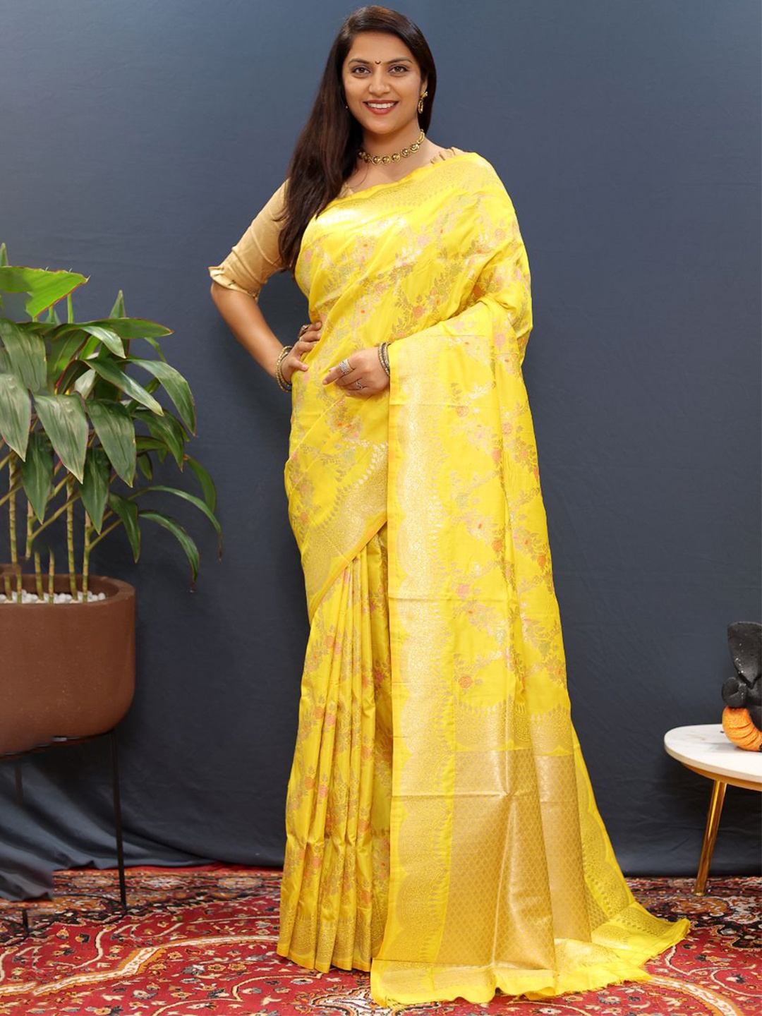 amirat Jalar Ethnic Motifs Woven Design Zari Pure Silk Banarasi Saree, Yellow
amirat Jalar Ethnic Motifs Woven Design Zari Pure Silk Banarasi Saree, Yellow