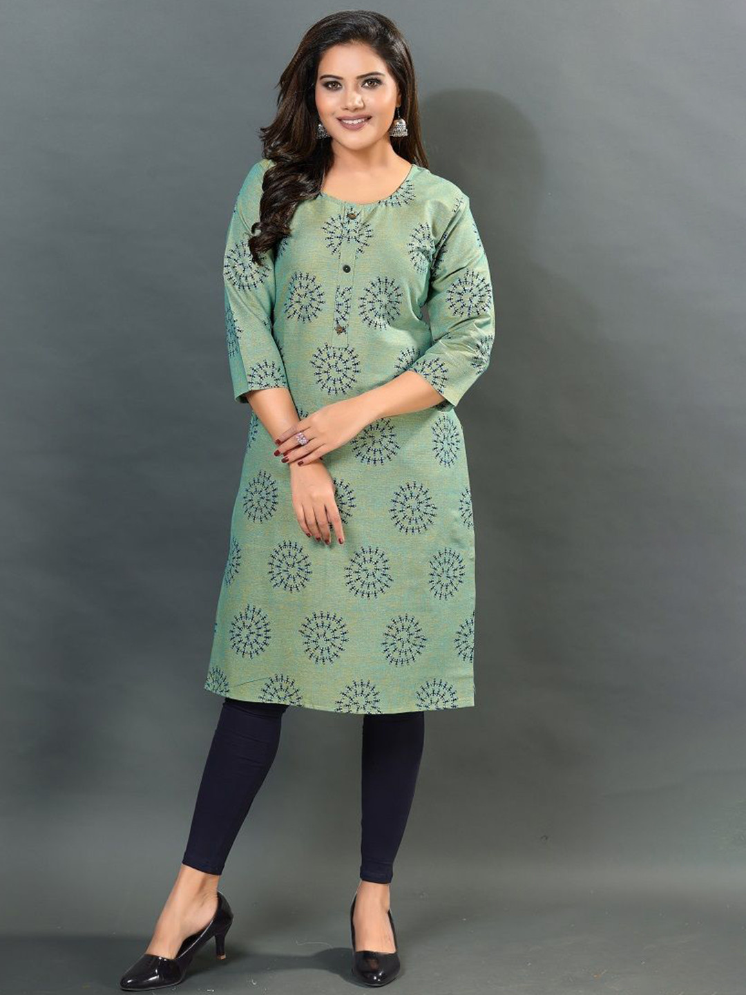 DREAM & DZIRE Ethnic Motifs Printed Round Neck Pure Cotton Straight Kurta, Green
DREAM & DZIRE Ethnic Motifs Printed Round Neck Pure Cotton Straight Kurta, Green