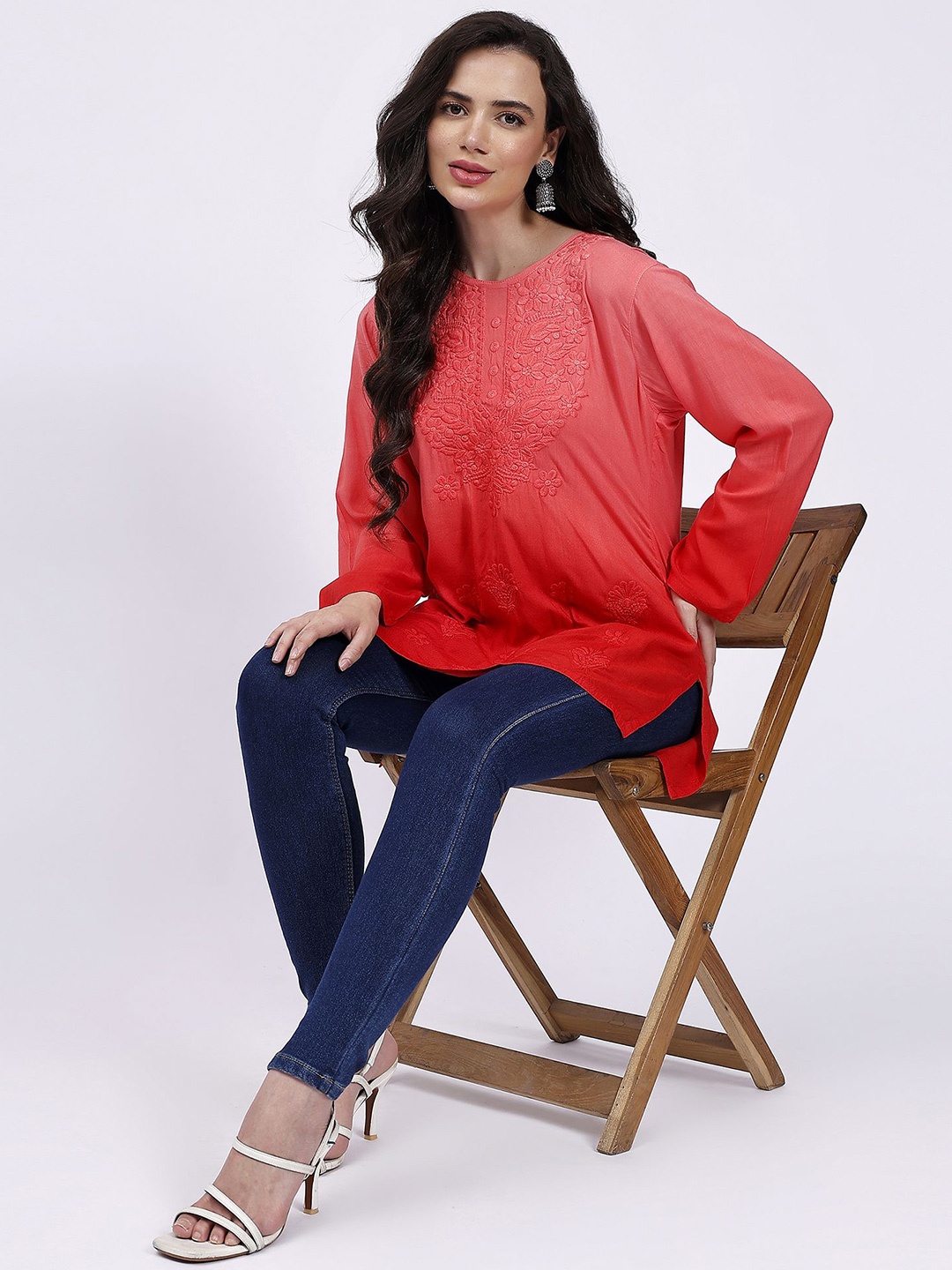 NAZAQAT ETHNIC INDIA Ethnic Motifs Embroidered Thread Work Thread Work Kurti, Red
NAZAQAT ETHNIC INDIA Ethnic Motifs Embroidered Thread Work Thread Work Kurti, Red