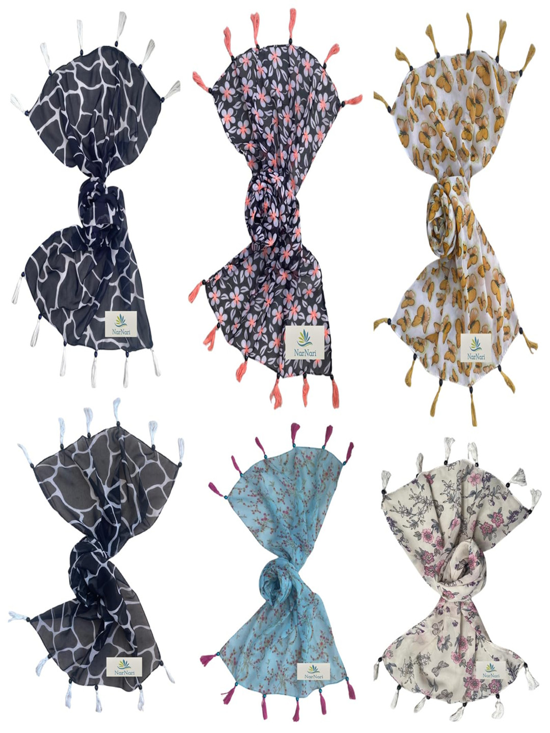 NarNari Women Printed Scarf, Black 
NarNari Women Printed Scarf, Black