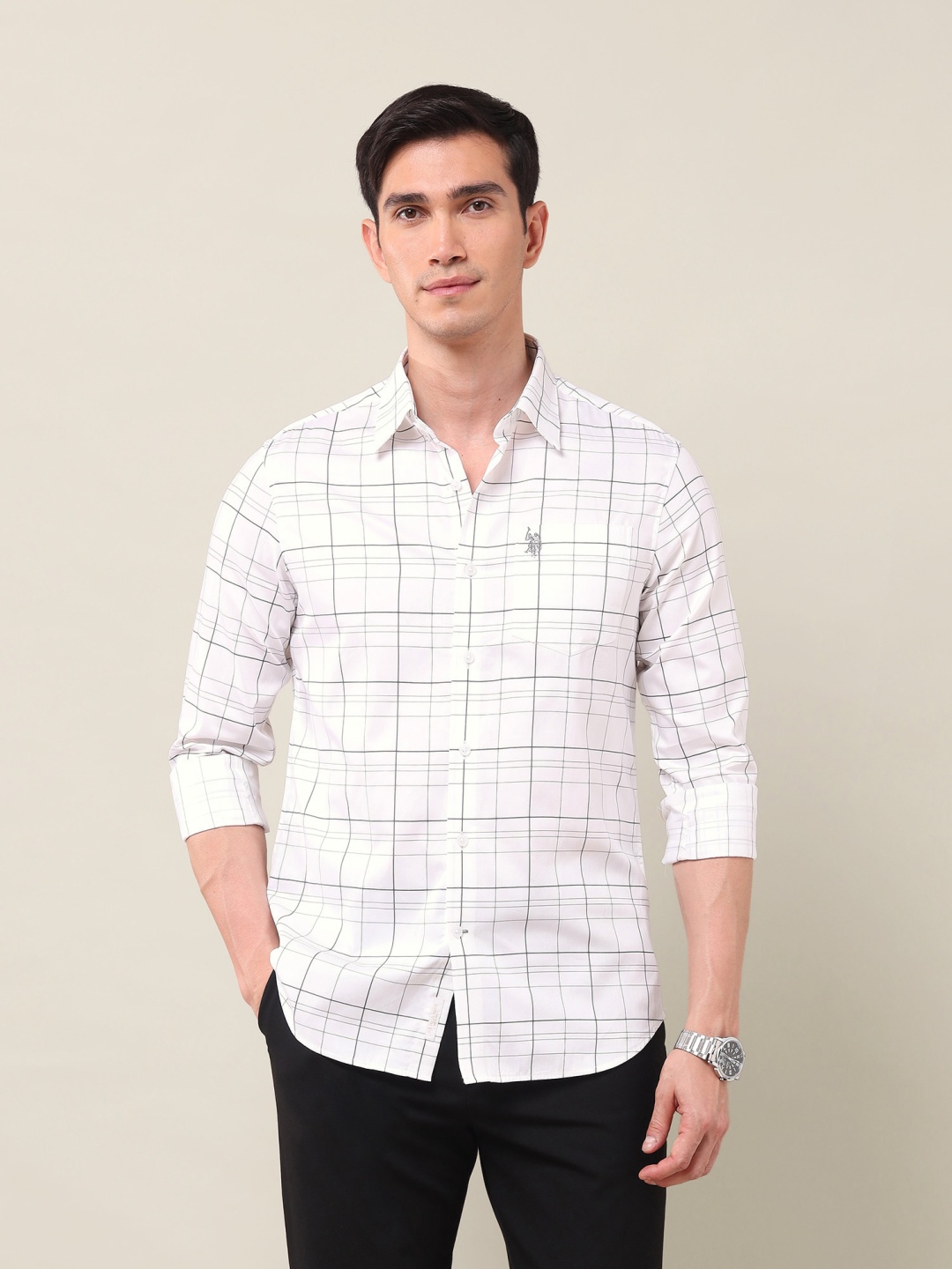U.S. Polo Assn. Men Classic Slim Fit Spread Collar Checked Cotton Casual Shirt, White
U.S. Polo Assn. Men Classic Slim Fit Spread Collar Checked Cotton Casual Shirt, White