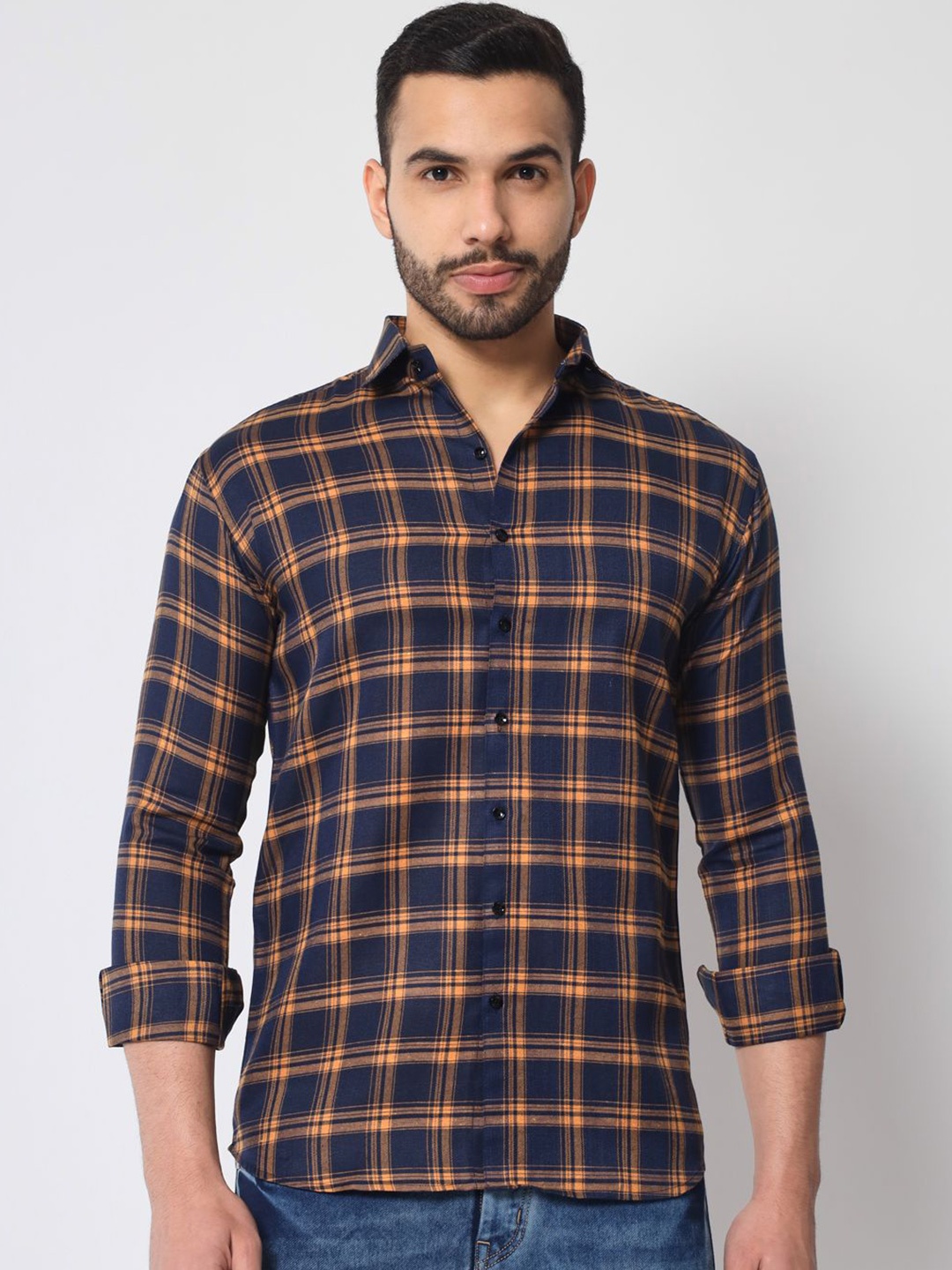 SHANLIYA Men Classic Fit Spread Collar Tartan Checked Cotton Casual Shirt, Navy blue
SHANLIYA Men Classic Fit Spread Collar Tartan Checked Cotton Casual Shirt, Navy blue