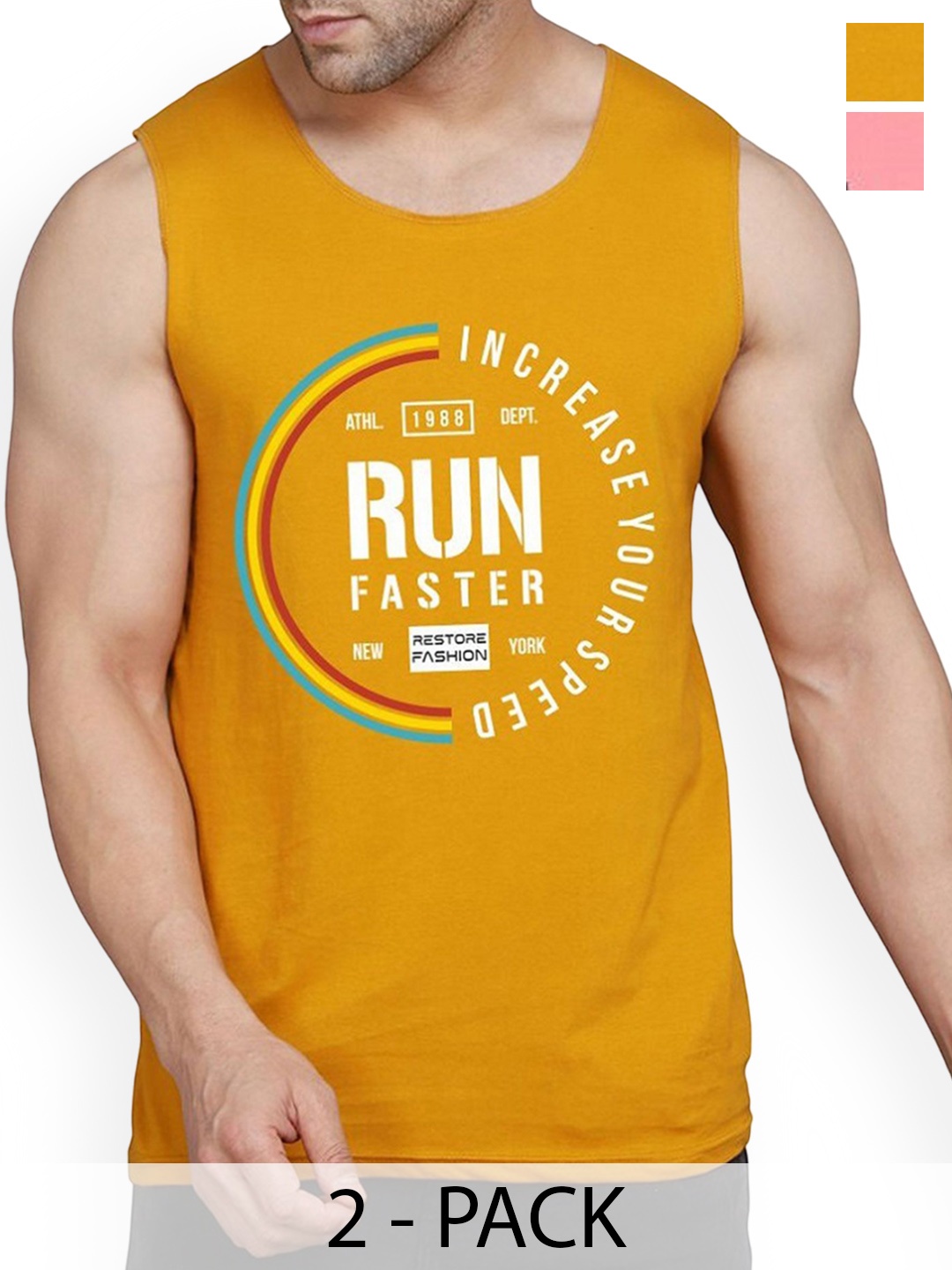Woostro Men Pack Of 2 Printed Pure Cotton Gym VestsRS26 CMB (RUN MUSTARD) (HARD PEACH)
Woostro Men Pack Of 2 Printed Pure Cotton Gym VestsRS26 CMB (RUN MUSTARD) (HARD PEACH)