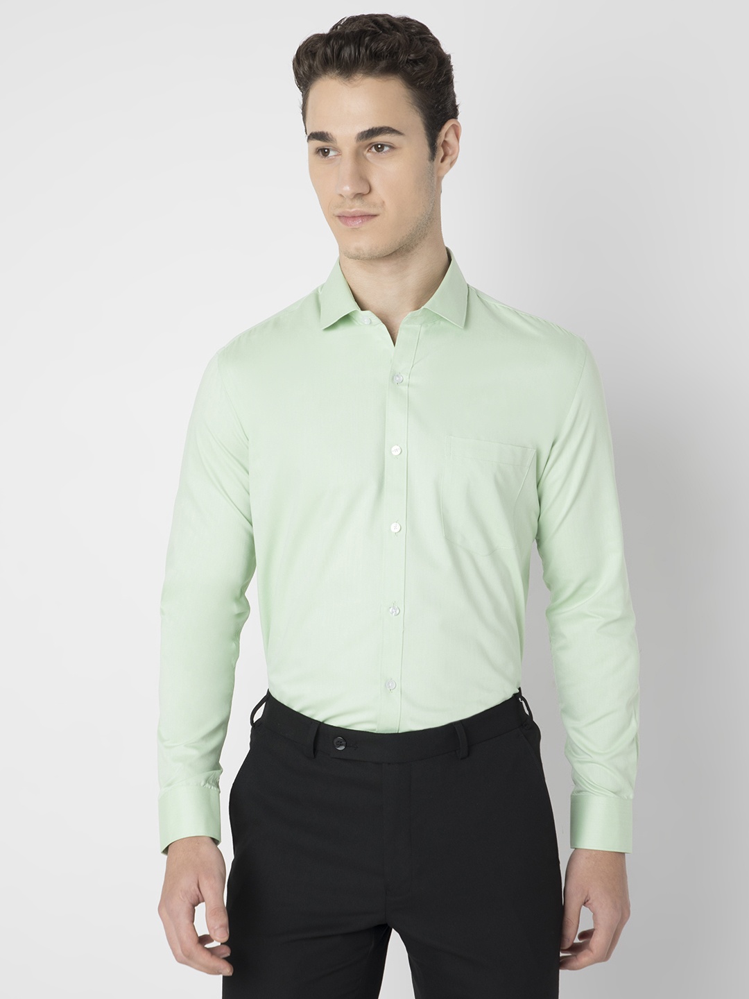 MARK & ALBERT Men India Slim Fit Spread Collar Solid Cotton Formal Shirt, Green
MARK & ALBERT Men India Slim Fit Spread Collar Solid Cotton Formal Shirt, Green