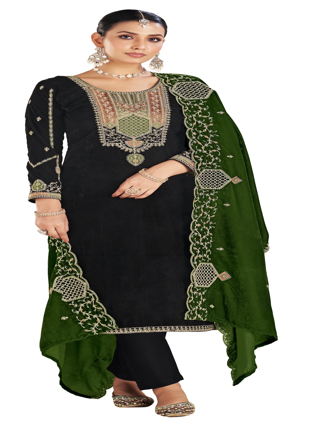 DRAVINAM Floral Embroidered Pashmina Unstitched Dress Material, Black
DRAVINAM Floral Embroidered Pashmina Unstitched Dress Material, Black