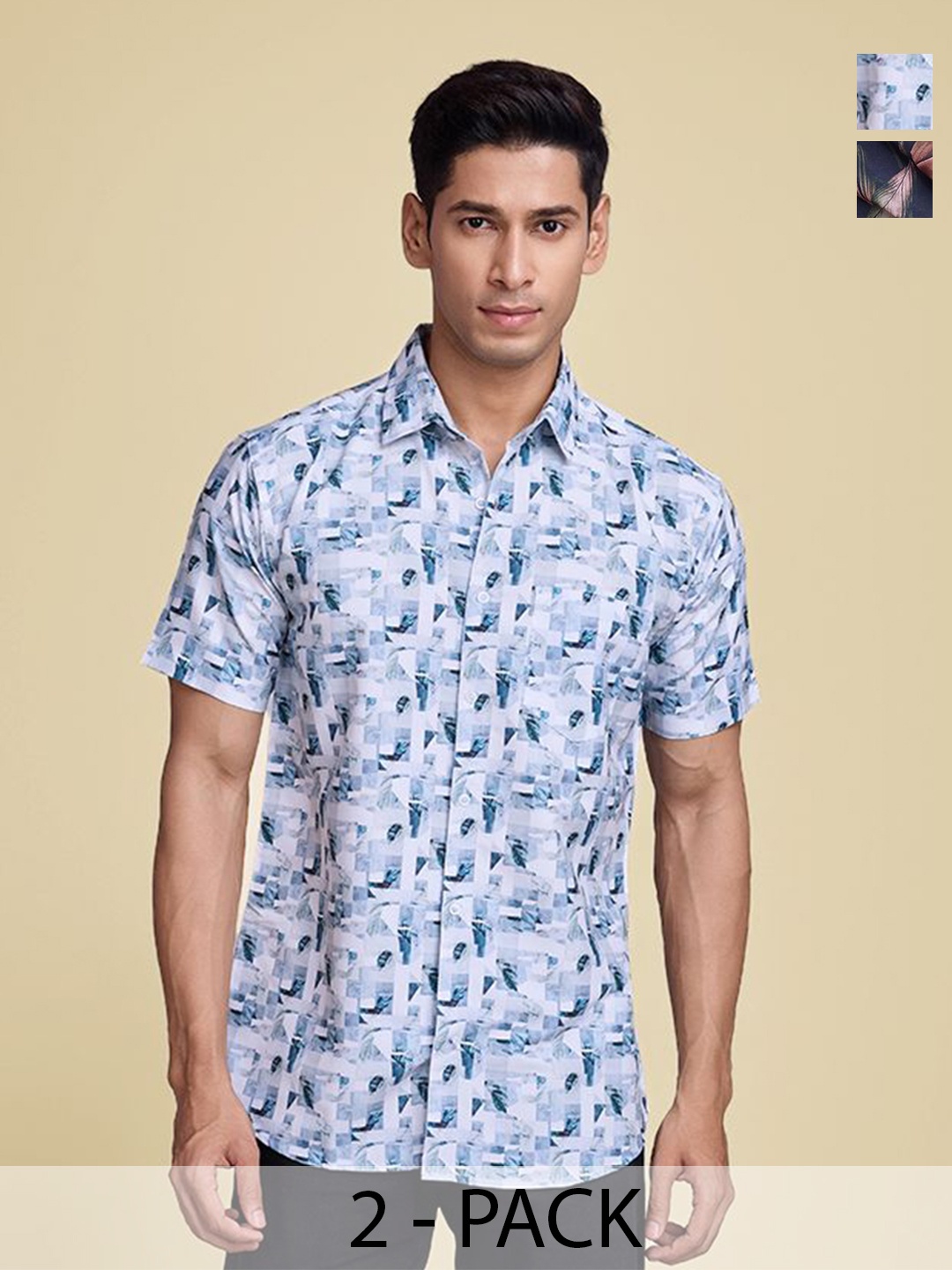 SZN Men Pack Of 2 Standard Fit Spread Collar Floral Printed Cotton Casual Shirts, Navy blue
SZN Men Pack Of 2 Standard Fit Spread Collar Floral Printed Cotton Casual Shirts, Navy blue