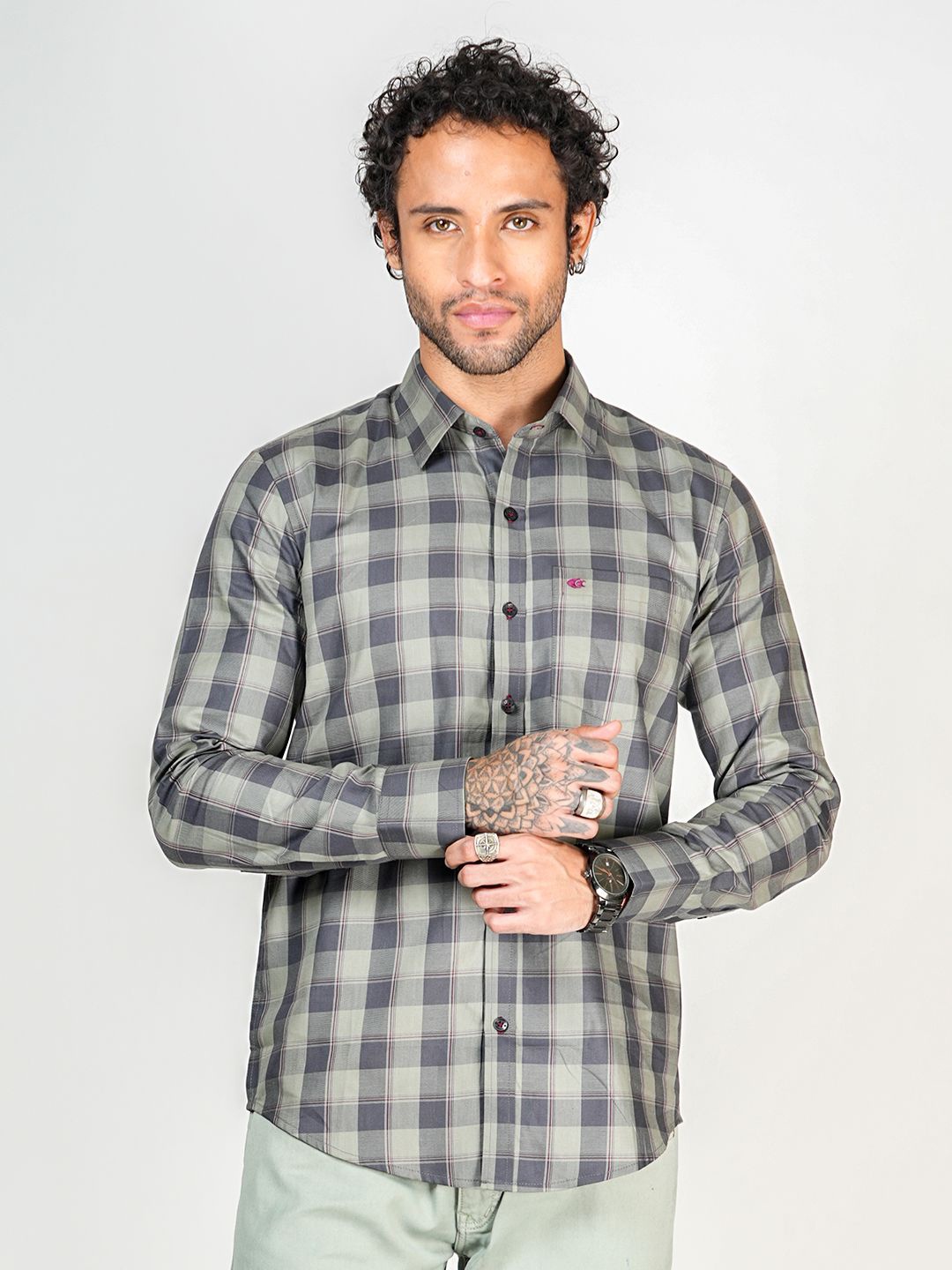 Allen Cooper Men Classic Slim Fit Spread Collar Checked Cotton Casual Shirt, Grey
Allen Cooper Men Classic Slim Fit Spread Collar Checked Cotton Casual Shirt, Grey