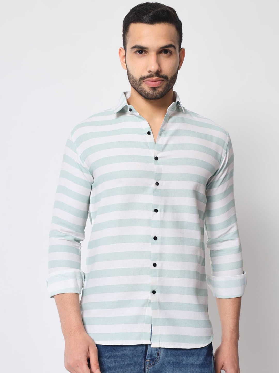 SHANLIYA Men Classic Fit Spread Collar Horizontal Striped Cotton Casual Shirt, Off white
SHANLIYA Men Classic Fit Spread Collar Horizontal Striped Cotton Casual Shirt, Off white