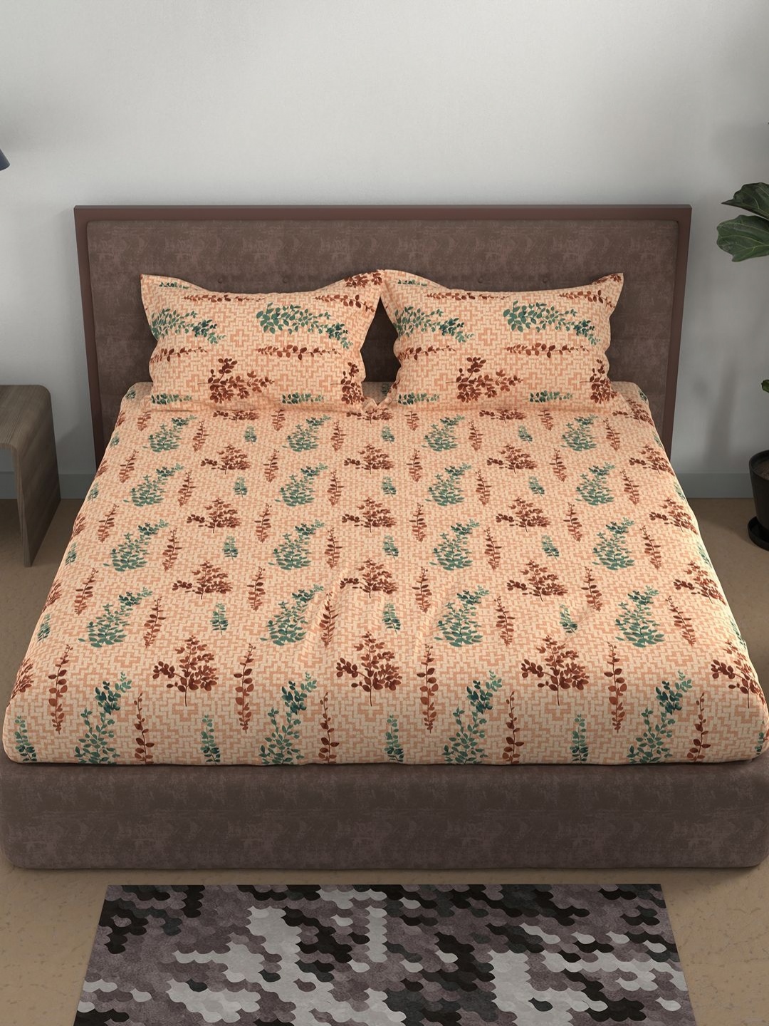 BELLA CASA Brown & Green Floral Printed Cotton 180 TC Queen Bedsheet Set 2.43 m X 2.23 m, Peach
BELLA CASA Brown & Green Floral Printed Cotton 180 TC Queen Bedsheet Set 2.43 m X 2.23 m, Peach