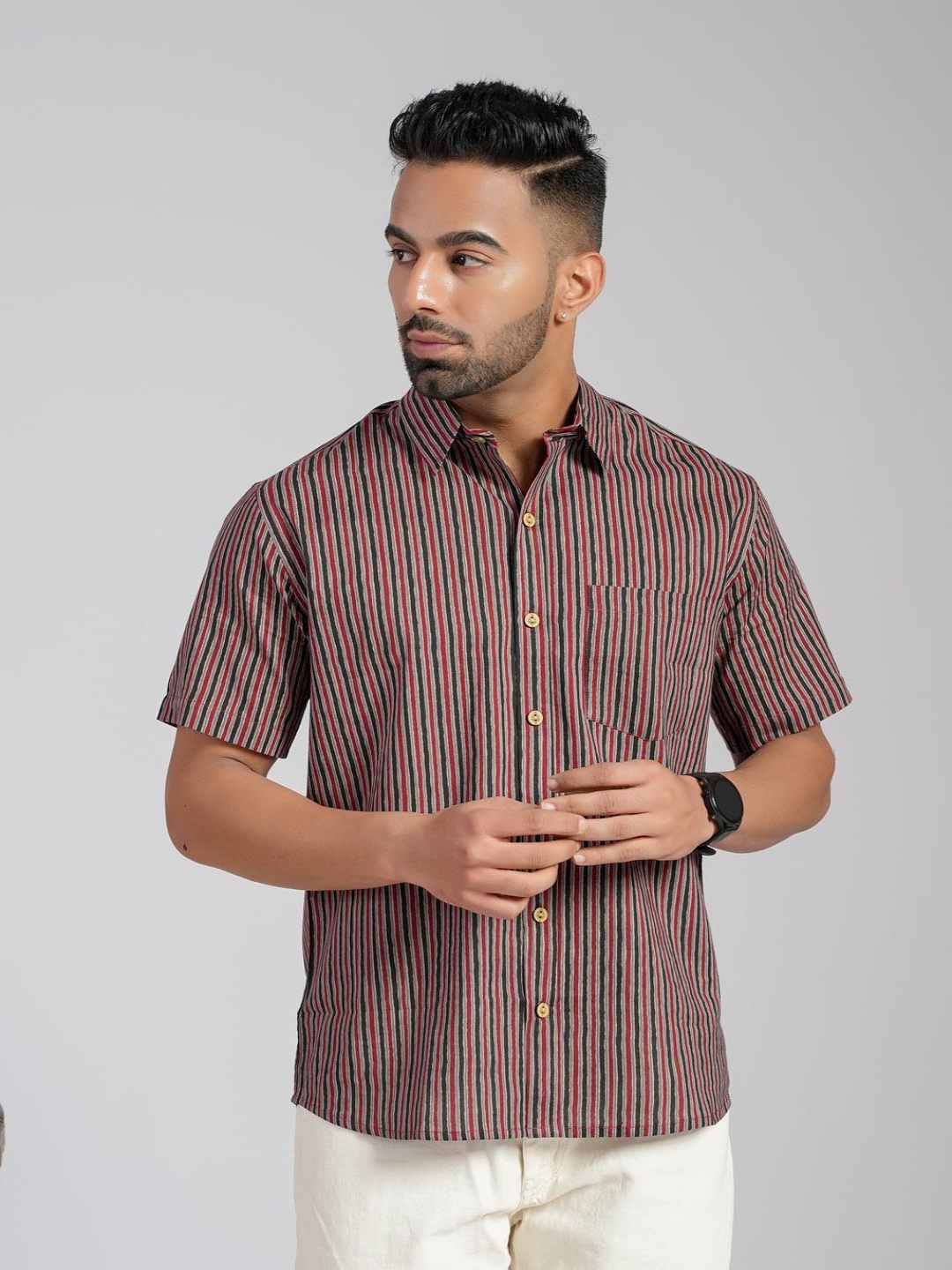 Cotton Curio Men Comfort Fit Spread Collar Vertical Striped Cotton Casual Shirt, Grey
Cotton Curio Men Comfort Fit Spread Collar Vertical Striped Cotton Casual Shirt, Grey