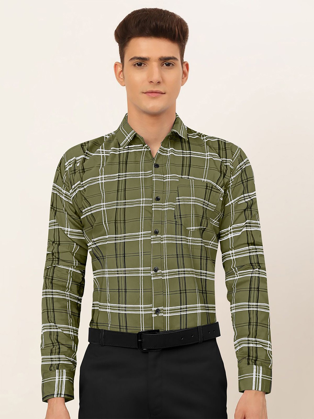Moda Rapido Men Relaxed Fit Spread Collar Windowpane Checked Cotton Casual Shirt, Green
Moda Rapido Men Relaxed Fit Spread Collar Windowpane Checked Cotton Casual Shirt, Green