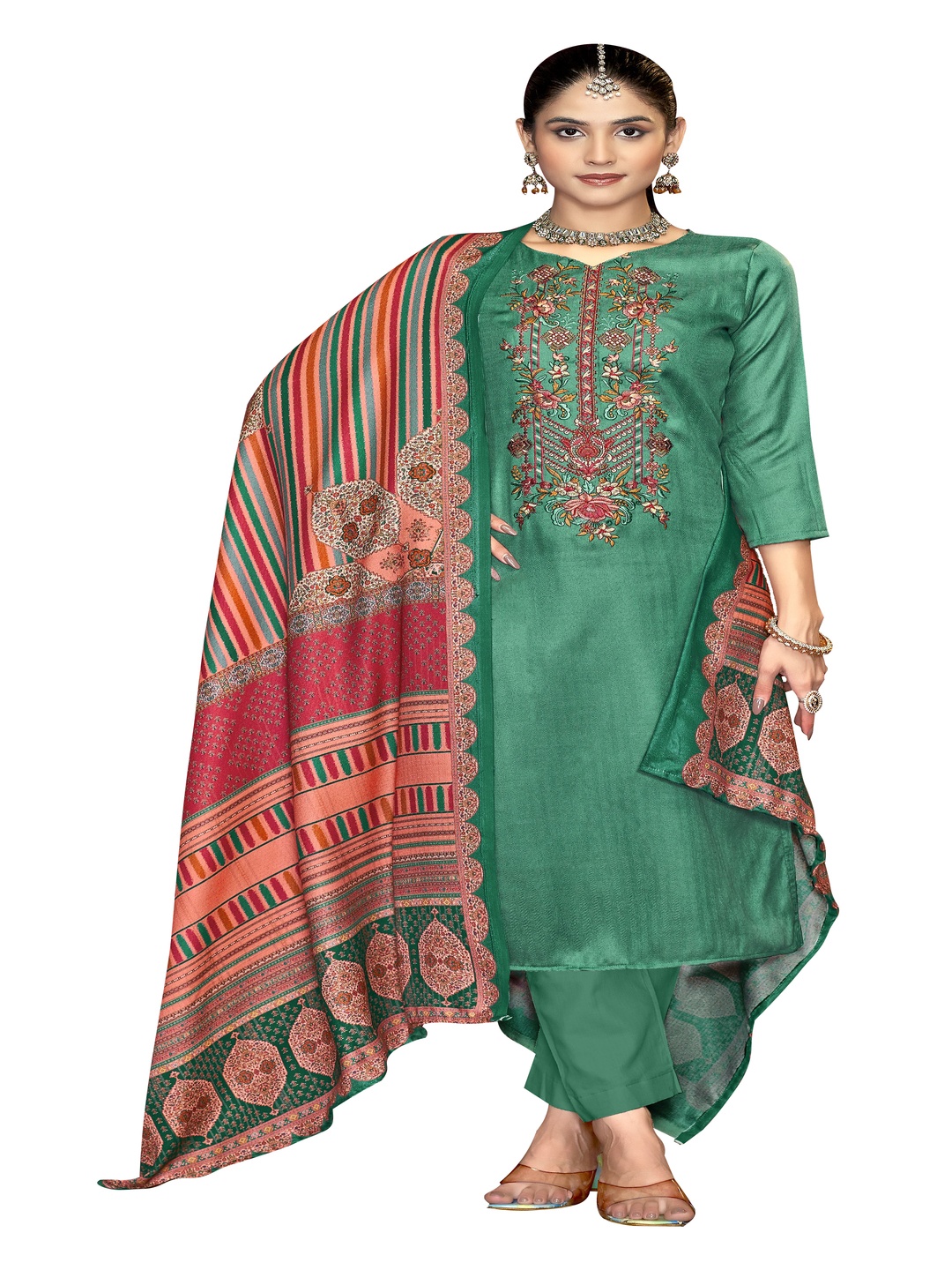 DRAVINAM Trends Floral Embroidered Thread Work Pashmina Unstitched Dress Material, Green
DRAVINAM Trends Floral Embroidered Thread Work Pashmina Unstitched Dress Material, Green