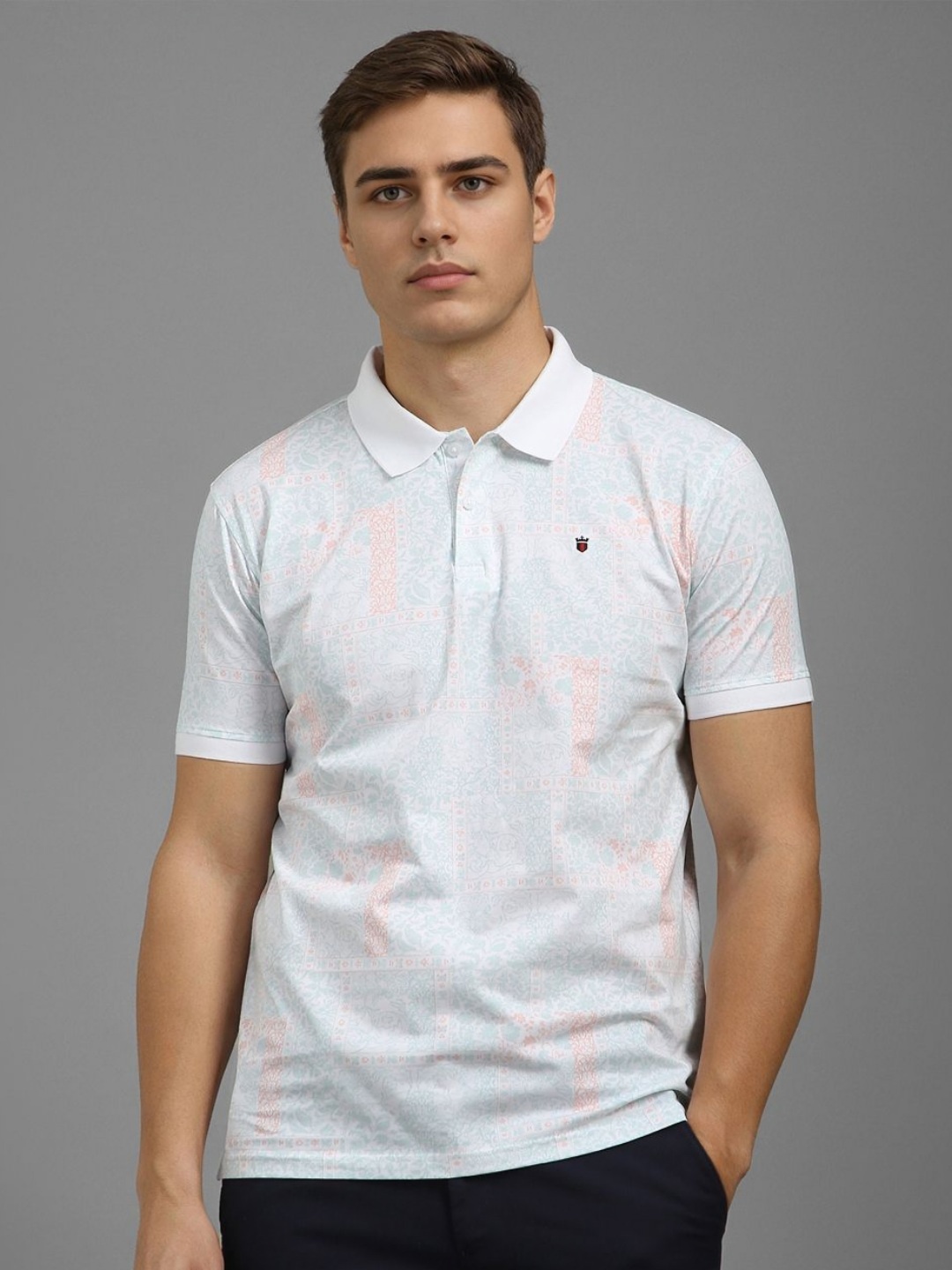 Louis Philippe Sport Men Floral Printed Polo Collar Slim Fit Cotton T-shirt, White
Louis Philippe Sport Men Floral Printed Polo Collar Slim Fit Cotton T-shirt, White