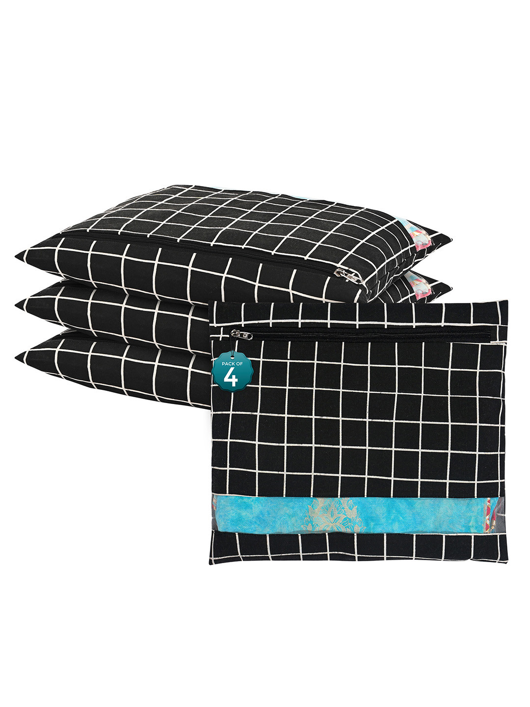 Kuber Industries Black 4 Pcs Cotton Single Saree Cover Multi-Utility Wardrobe Organisers
Kuber Industries Black 4 Pcs Cotton Single Saree Cover Multi-Utility Wardrobe Organisers
