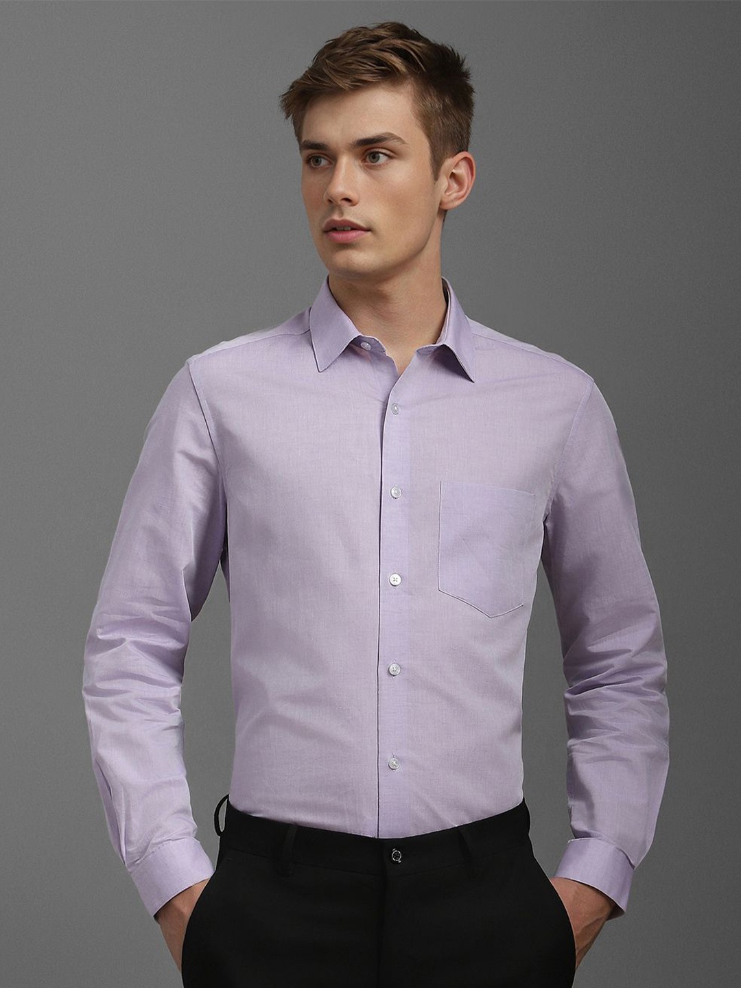 Louis Philippe Men Classic Fit Spread Collar Solid Cotton Linen Formal Shirt, Lavender
Louis Philippe Men Classic Fit Spread Collar Solid Cotton Linen Formal Shirt, Lavender