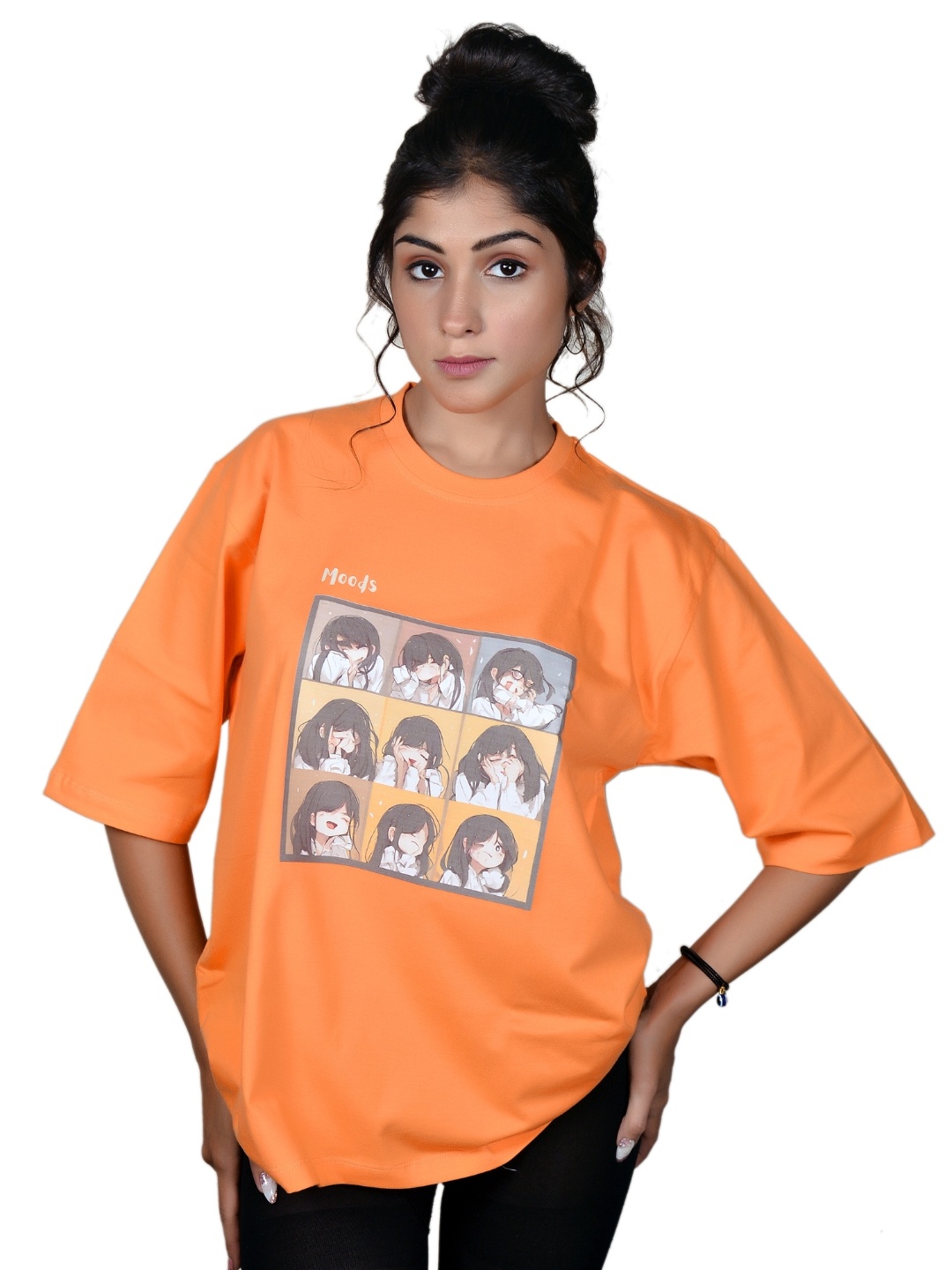 JAC INDIAN Women Graphic Printed Round Neck Cotton Oversized T-shirt, Orange
JAC INDIAN Women Graphic Printed Round Neck Cotton Oversized T-shirt, Orange