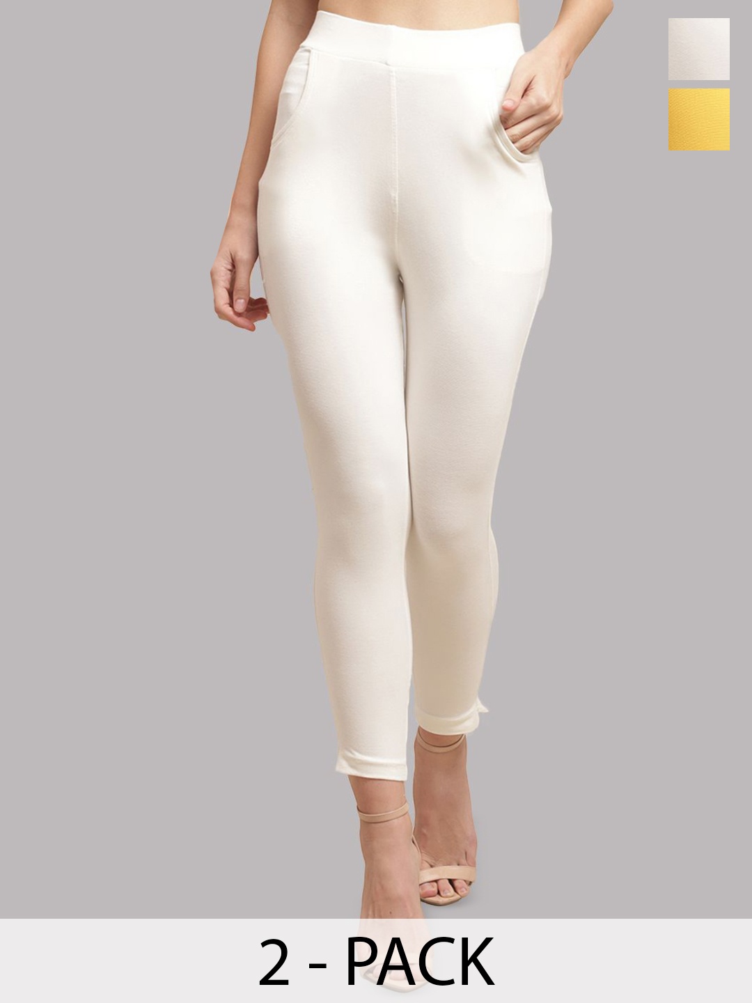Valles365 by S.C. Plus Size Women Pack Of 2 Cotton Ankle-Length Leggings with Pocket, Yellow
Valles365 by S.C. Plus Size Women Pack Of 2 Cotton Ankle-Length Leggings with Pocket, Yellow