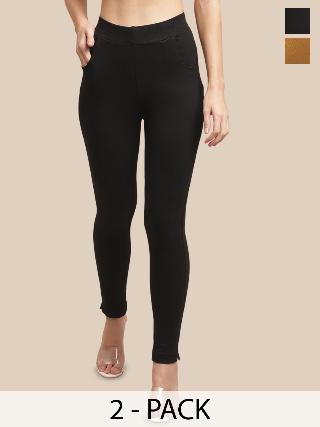 Valles365 by S.C. Plus Size Women Pack Of 2 Ankle Length Cotton Leggings with Pocket, Black
Valles365 by S.C. Plus Size Women Pack Of 2 Ankle Length Cotton Leggings with Pocket, Black