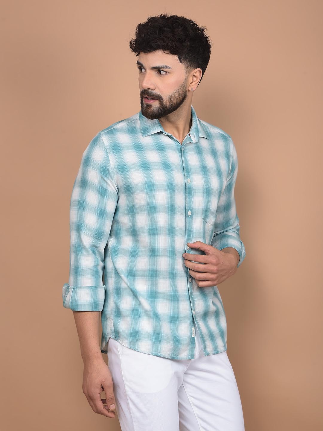 Crimsoune Club Men Premium Slim Fit Spread Collar Checked Cotton Casual Shirt, White
Crimsoune Club Men Premium Slim Fit Spread Collar Checked Cotton Casual Shirt, White