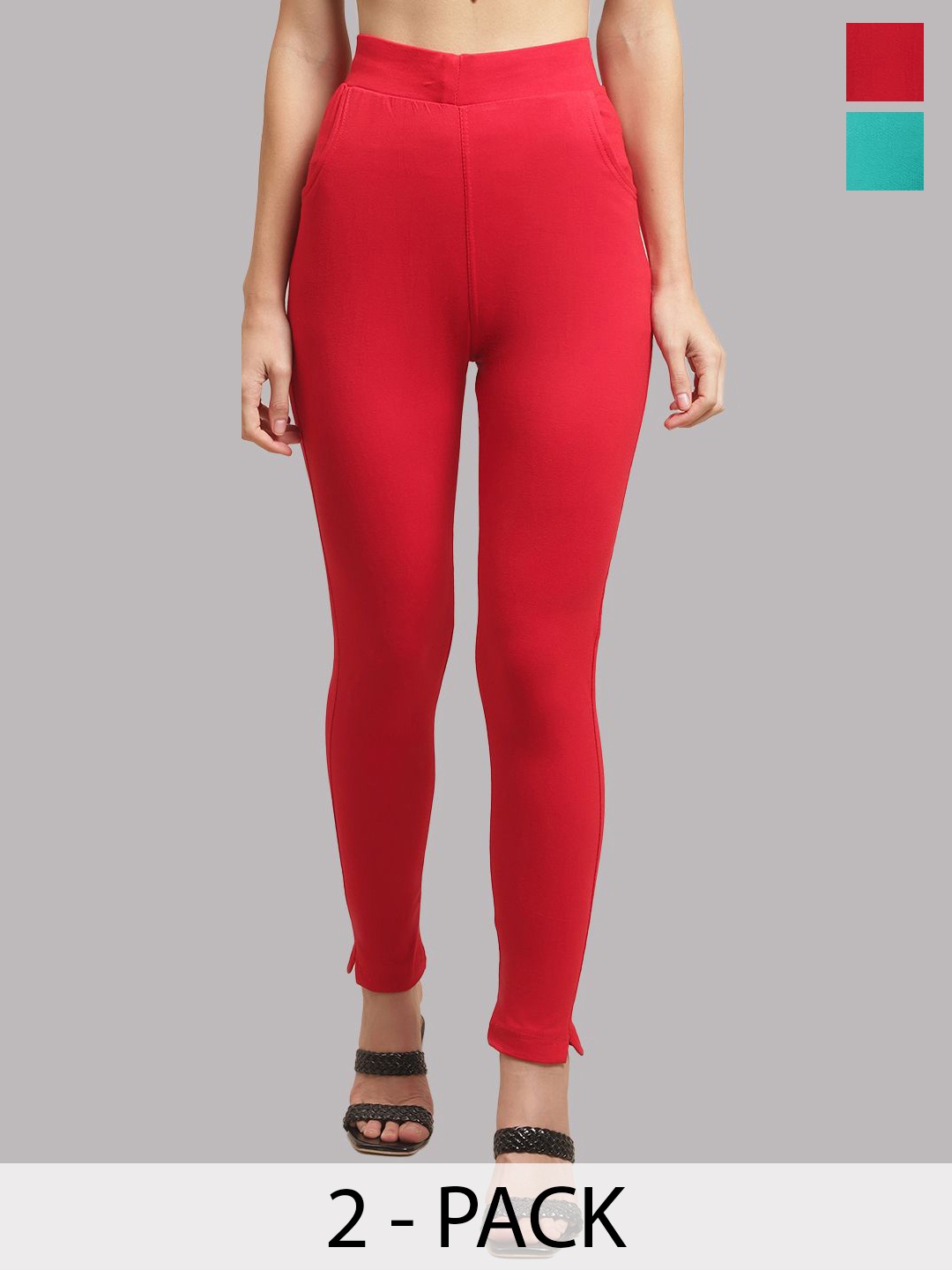 Valles365 by S.C. Plus Size Women Pack Of 2 Ankle Length Cotton Leggings with Pocket, Red
Valles365 by S.C. Plus Size Women Pack Of 2 Ankle Length Cotton Leggings with Pocket, Red