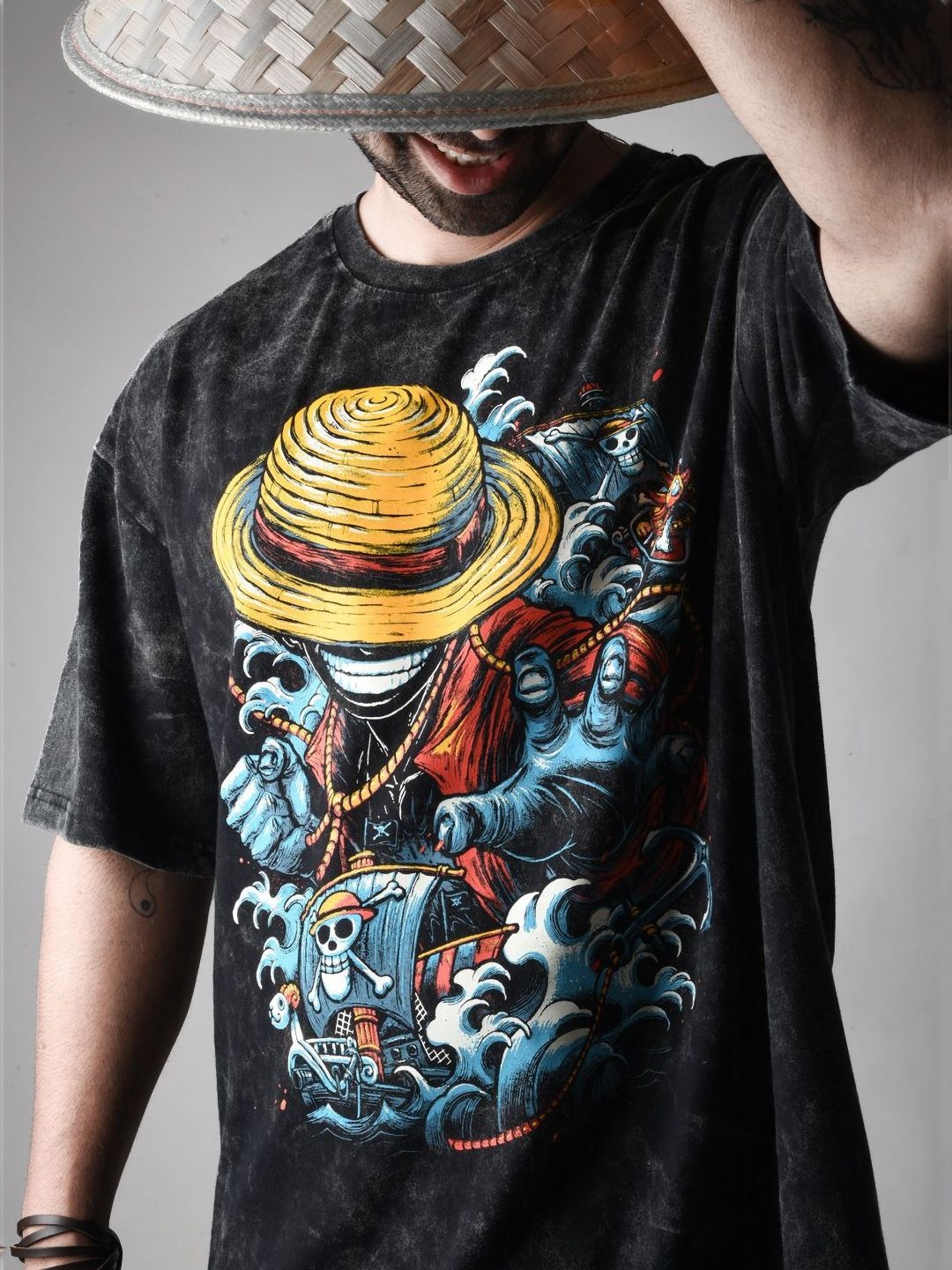 Xenpachi Men One Piece Anime A Sea of Ships Stone Wash Printed Oversize Tshirt, Black
Xenpachi Men One Piece Anime A Sea of Ships Stone Wash Printed Oversize Tshirt, Black