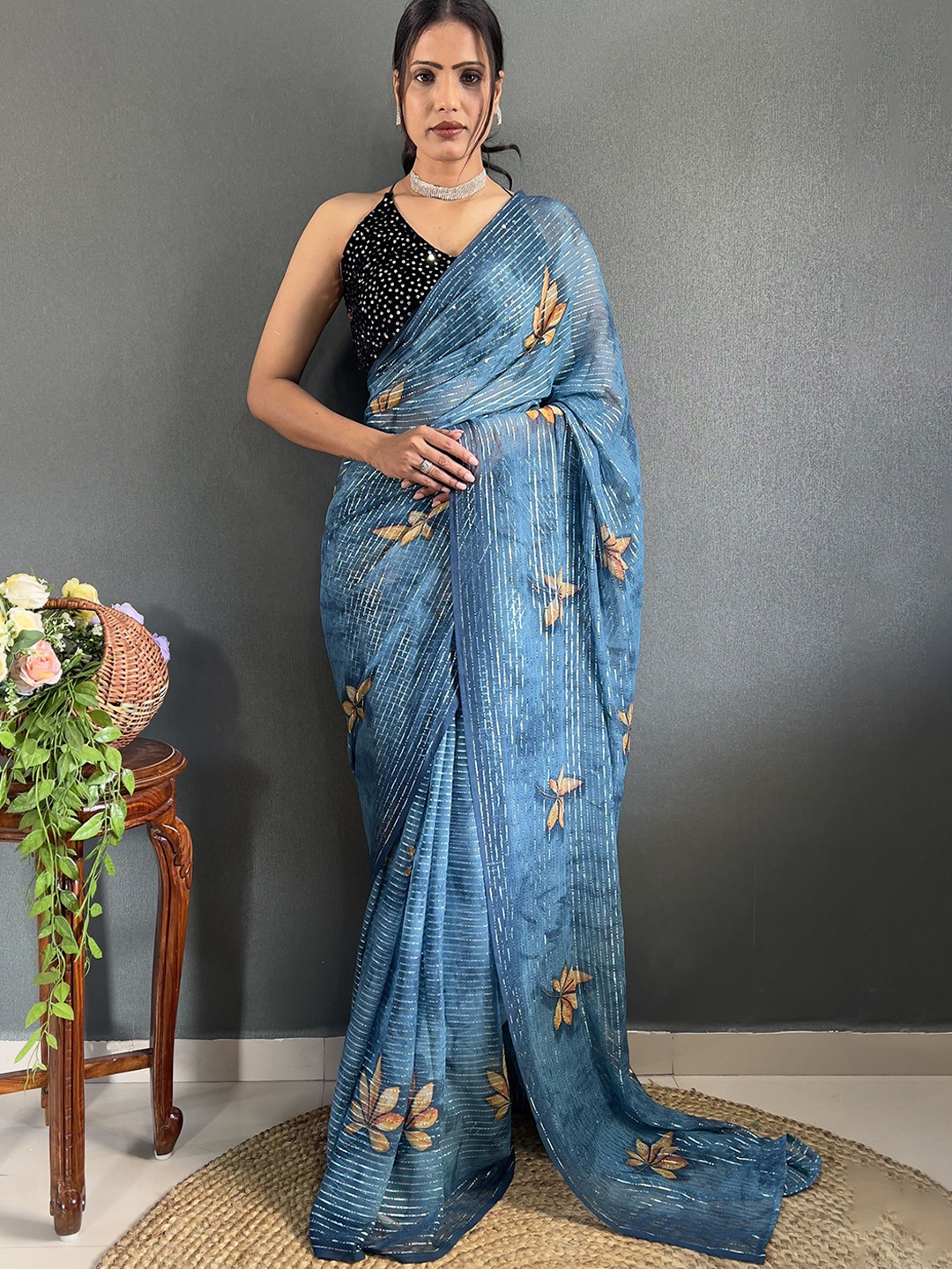 Moda Rapido Floral Printed Sequinned Pure Georgette Saree, Blue
Moda Rapido Floral Printed Sequinned Pure Georgette Saree, Blue