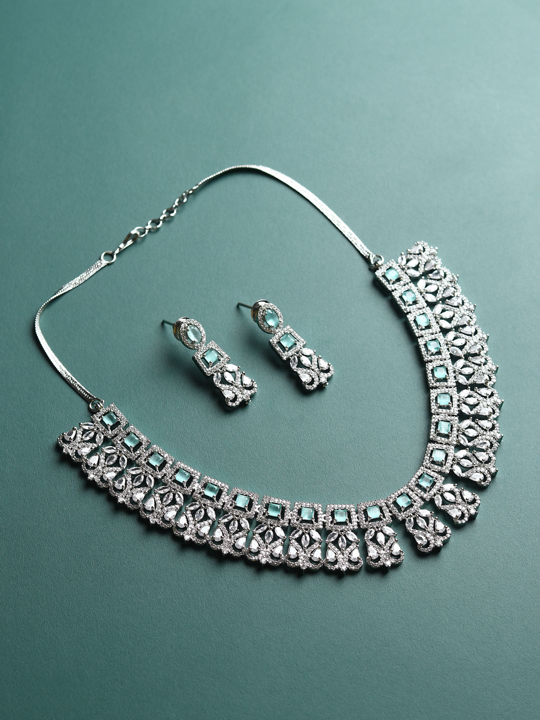 RHOSYN Rhodium-Plated Cubic Zirconia & American Diamond Studded Jewellery Set, Silver
RHOSYN Rhodium-Plated Cubic Zirconia & American Diamond Studded Jewellery Set, Silver