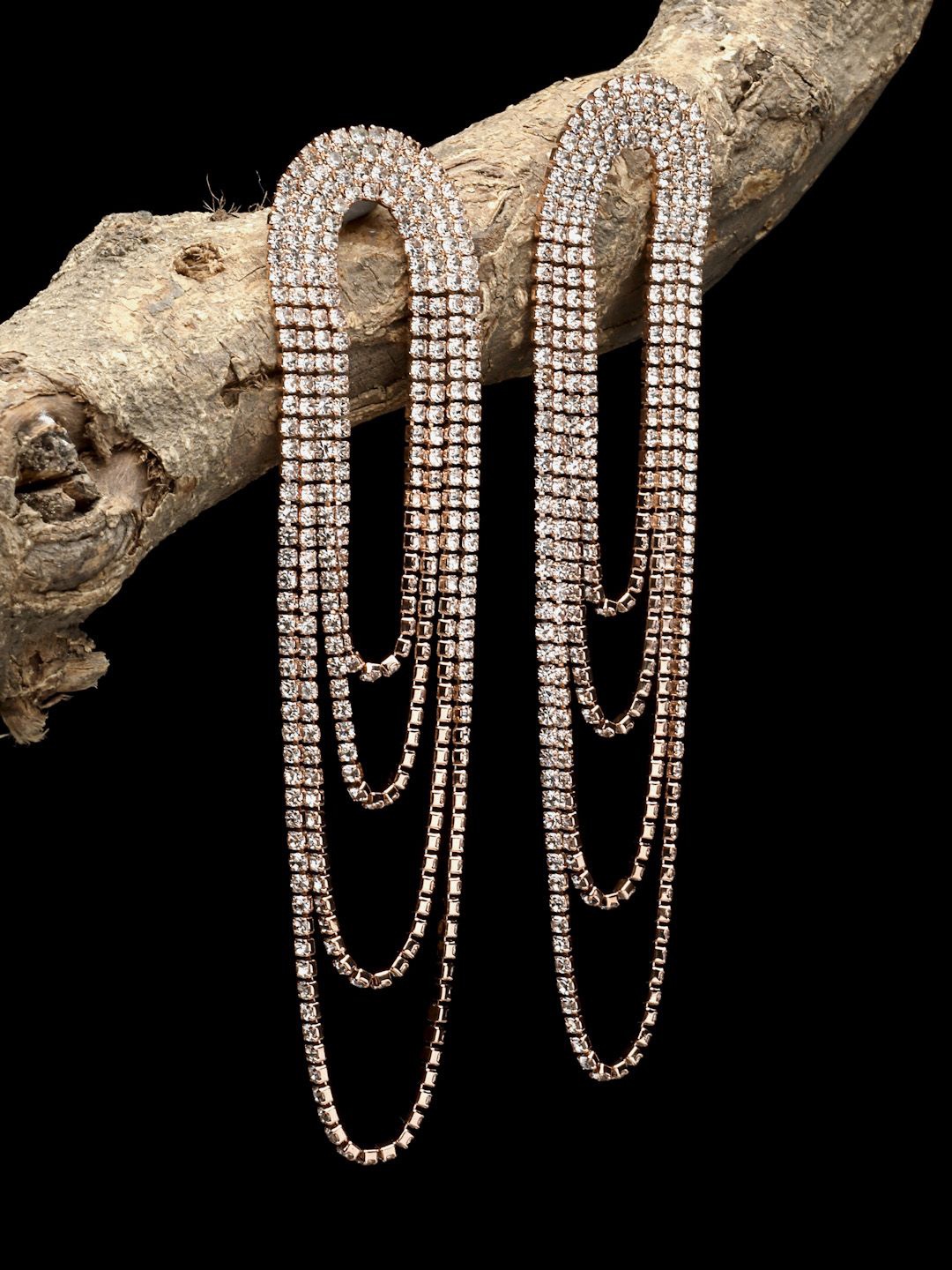 VOGUE PANASH Artificial Stones Studded Contemporary Shaped Tasselled Drop Earrings, Gold
VOGUE PANASH Artificial Stones Studded Contemporary Shaped Tasselled Drop Earrings, Gold