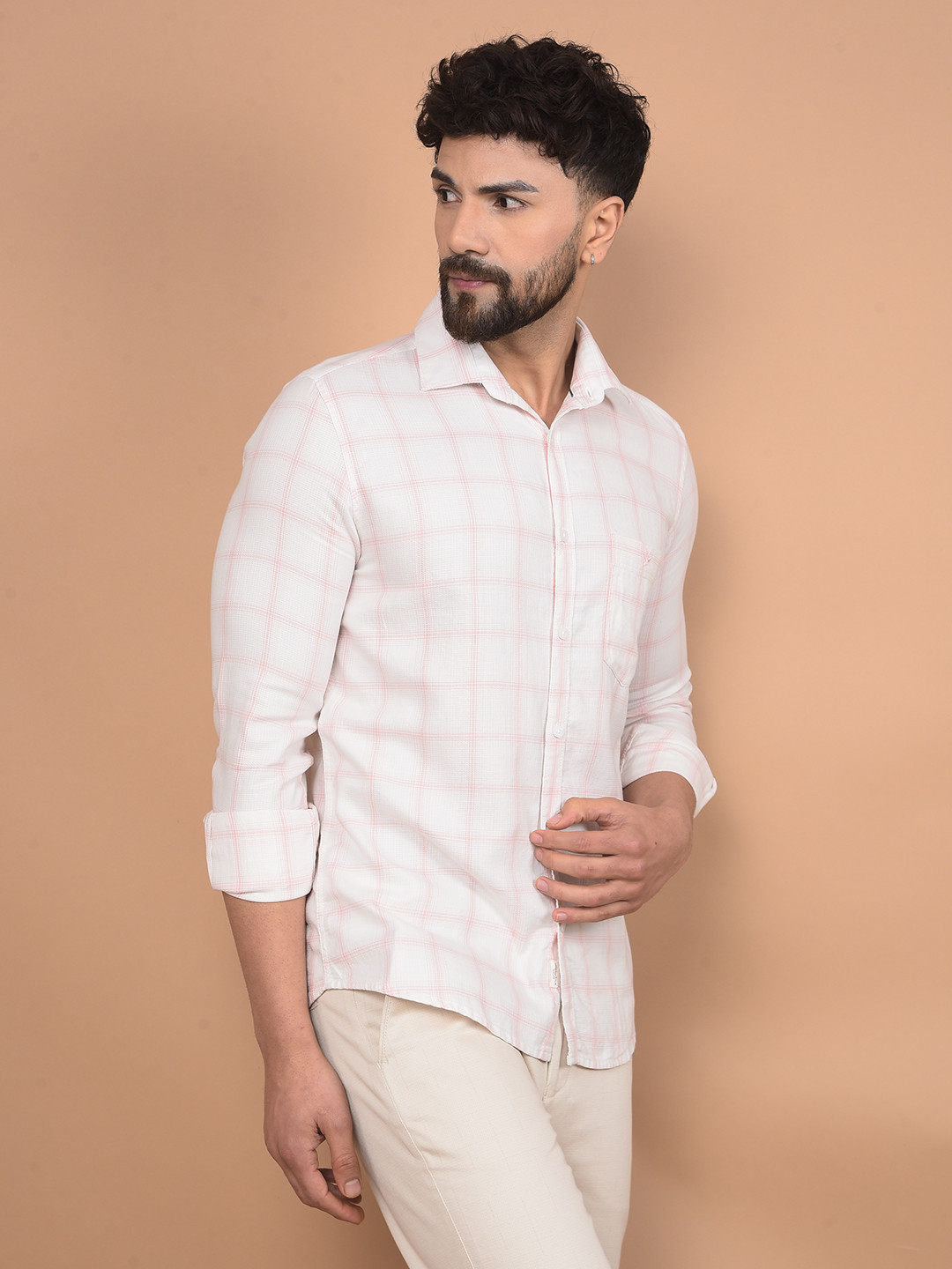 Crimsoune Club Men Premium Fit Spread Collar Windowpane Checked Cotton Casual Shirt, Pink
Crimsoune Club Men Premium Fit Spread Collar Windowpane Checked Cotton Casual Shirt, Pink