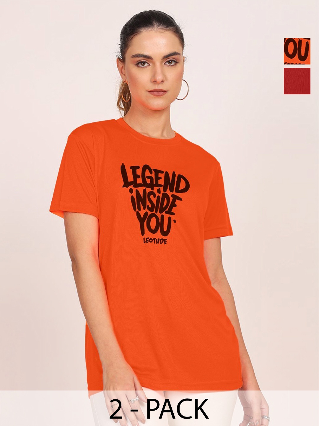 Leotude Women Pack Of 2 Typography Printed Round Neck Cotton T-shirts, Multi
Leotude Women Pack Of 2 Typography Printed Round Neck Cotton T-shirts, Multi