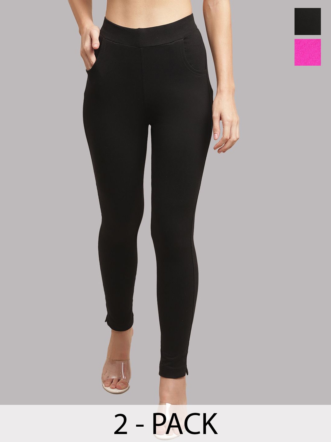 Valles365 by S.C. Plus Size Women Pack Of 2 Ankle Length Cotton Leggings with Pocket, Black
Valles365 by S.C. Plus Size Women Pack Of 2 Ankle Length Cotton Leggings with Pocket, Black