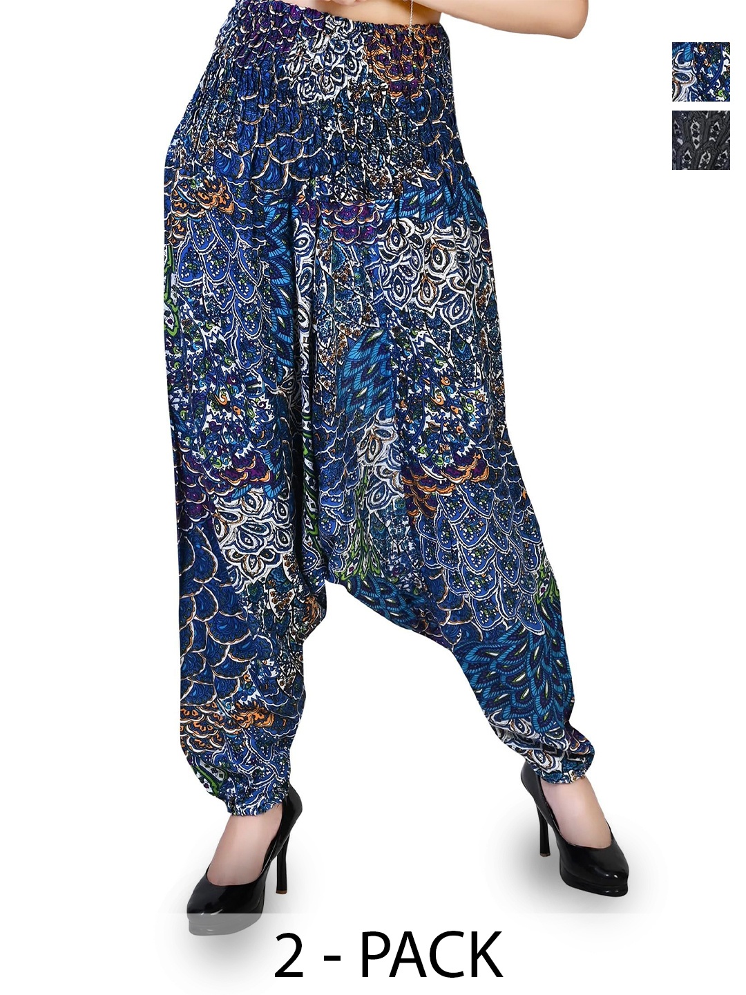 NarNari Women Pack Of 2 Ethnic Motifs High-Rise Printed Loose-Fit Harem Pants, Navy blue
NarNari Women Pack Of 2 Ethnic Motifs High-Rise Printed Loose-Fit Harem Pants, Navy blue