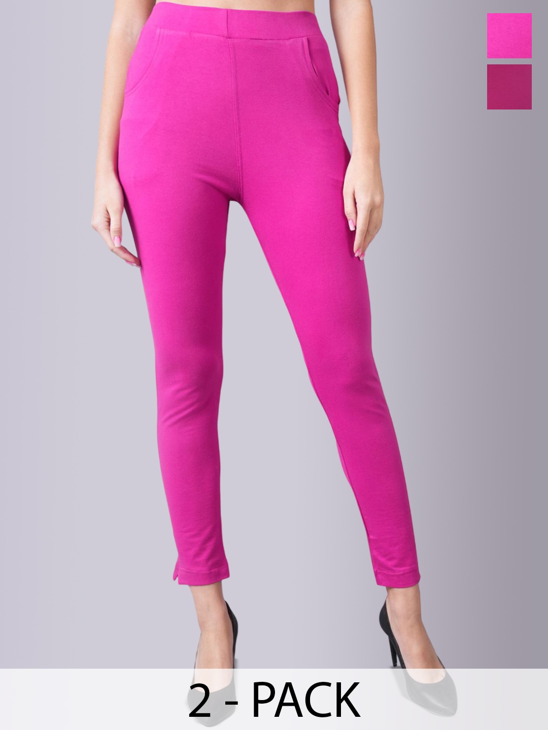 Valles365 by S.C. Plus Size Women Pack Of 2 Ankle Length Cotton Leggings with Pocket, Pink
Valles365 by S.C. Plus Size Women Pack Of 2 Ankle Length Cotton Leggings with Pocket, Pink