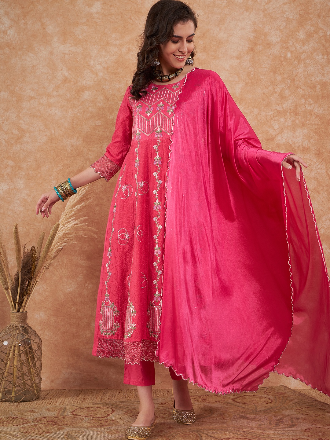 all about you Women Embroidered Angrakha Pure Cotton Kurta with Trousers & With Dupatta, Pink
all about you Women Embroidered Angrakha Pure Cotton Kurta with Trousers & With Dupatta, Pink